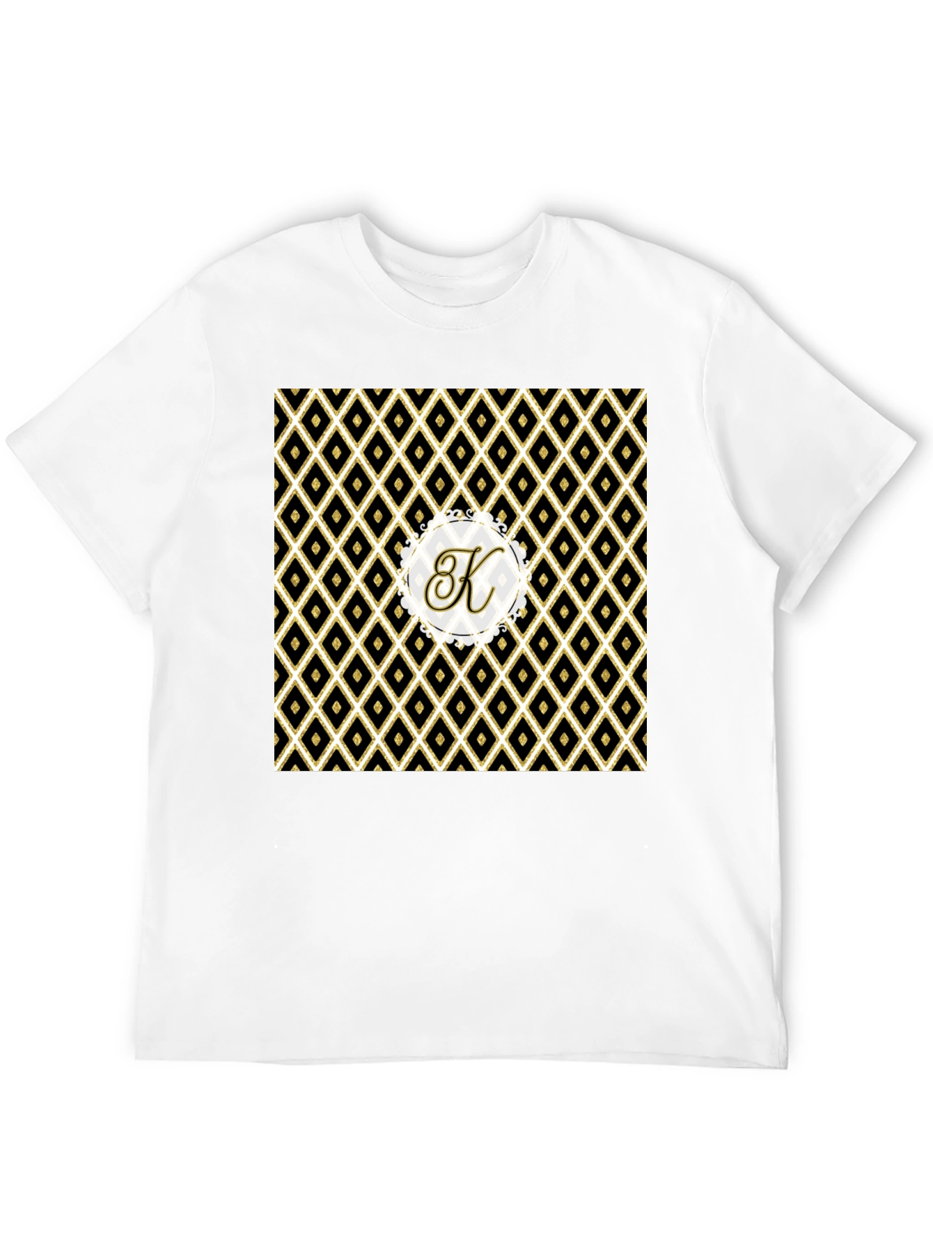 Stylish Black Tee with Geometric K Monogram