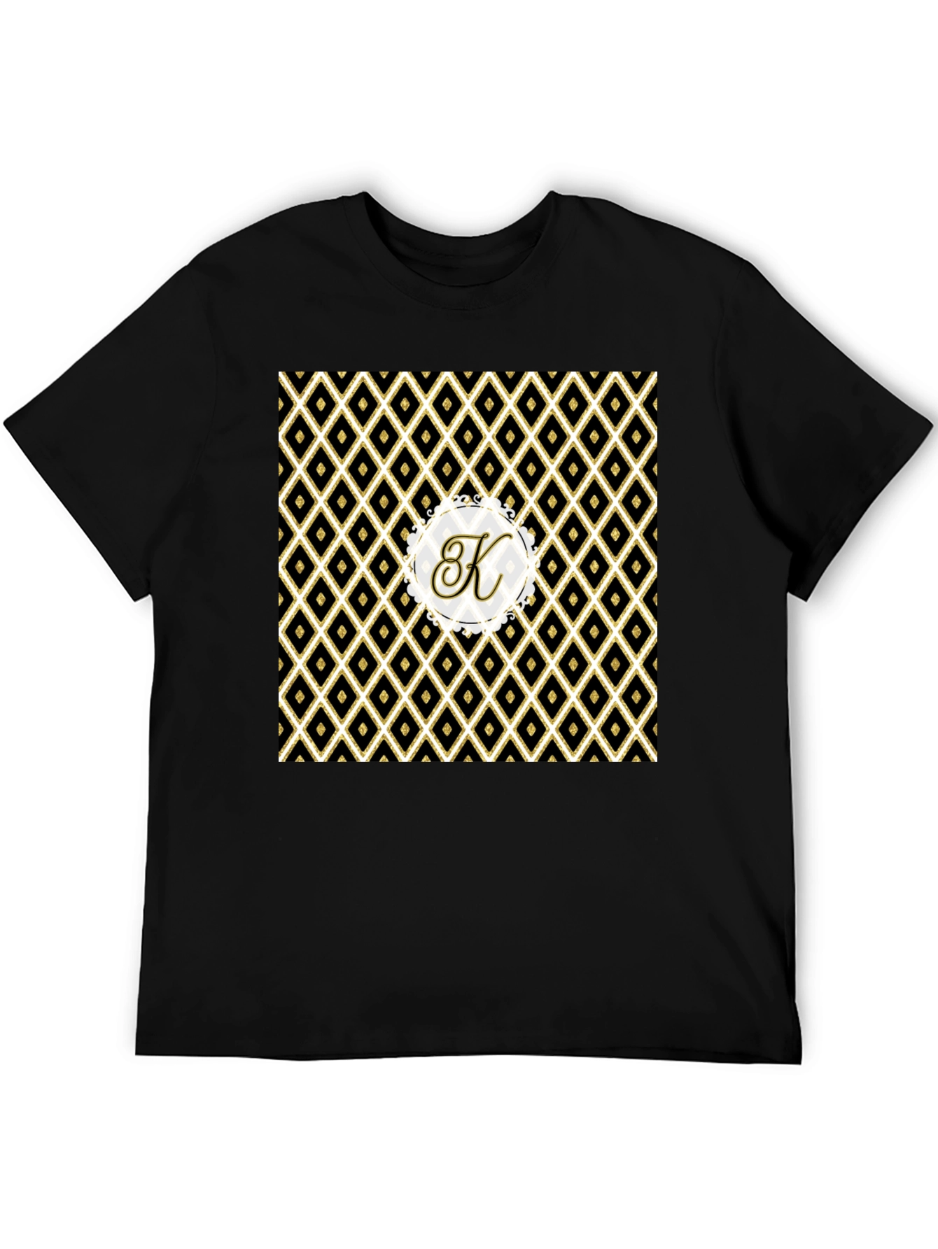 Stylish Black Tee with Geometric K Monogram