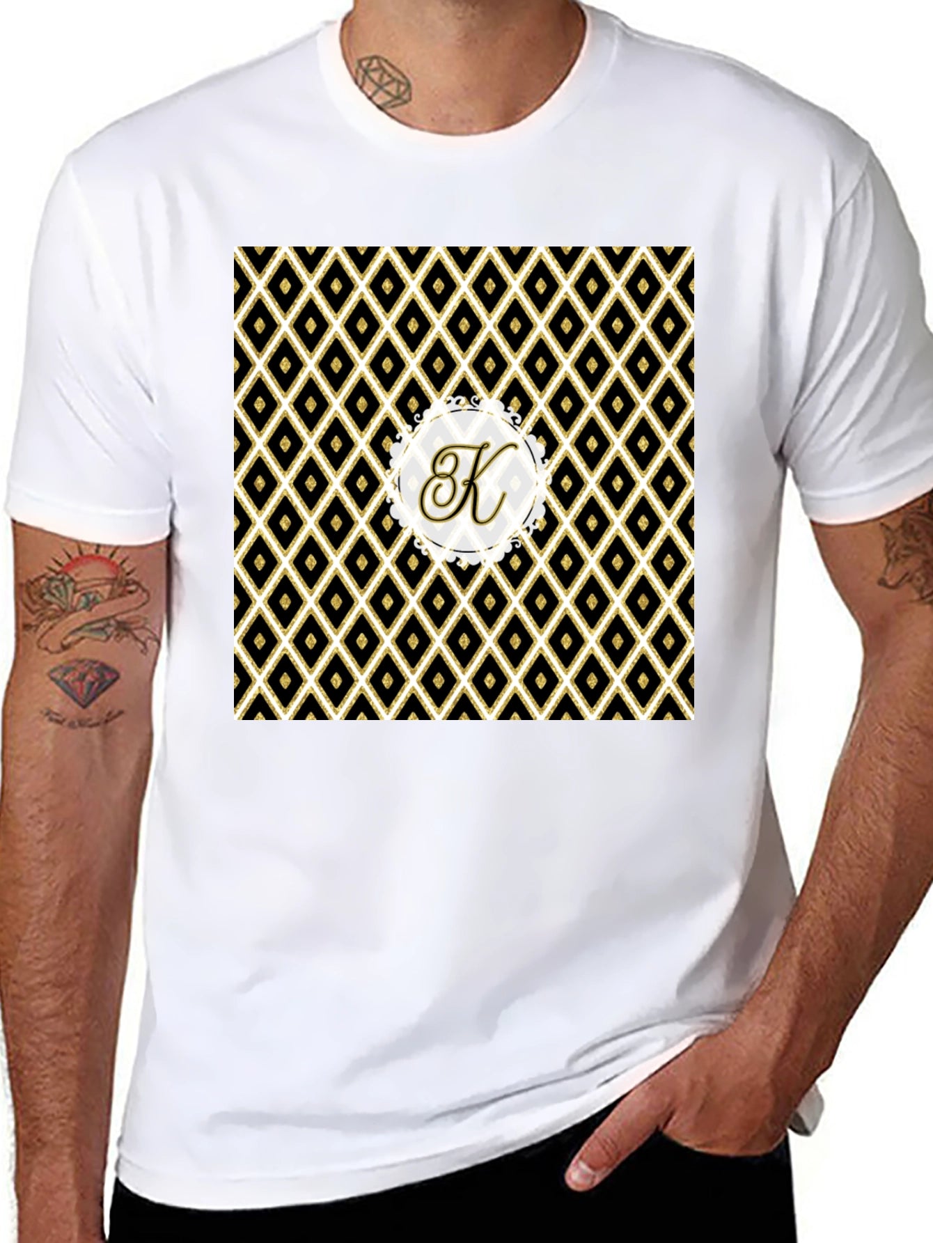 Stylish Black Tee with Geometric K Monogram