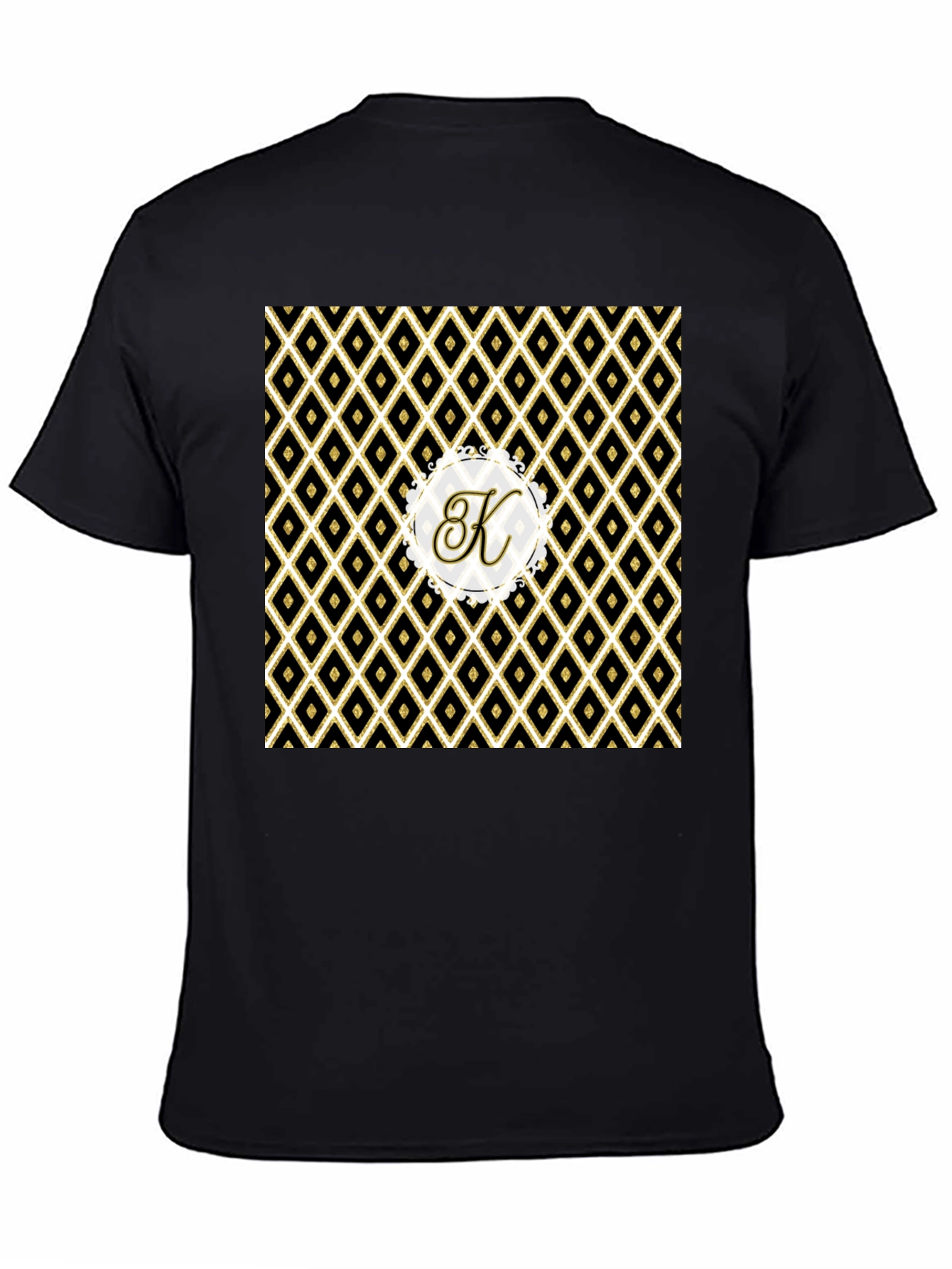 Stylish Black Tee with Geometric K Monogram