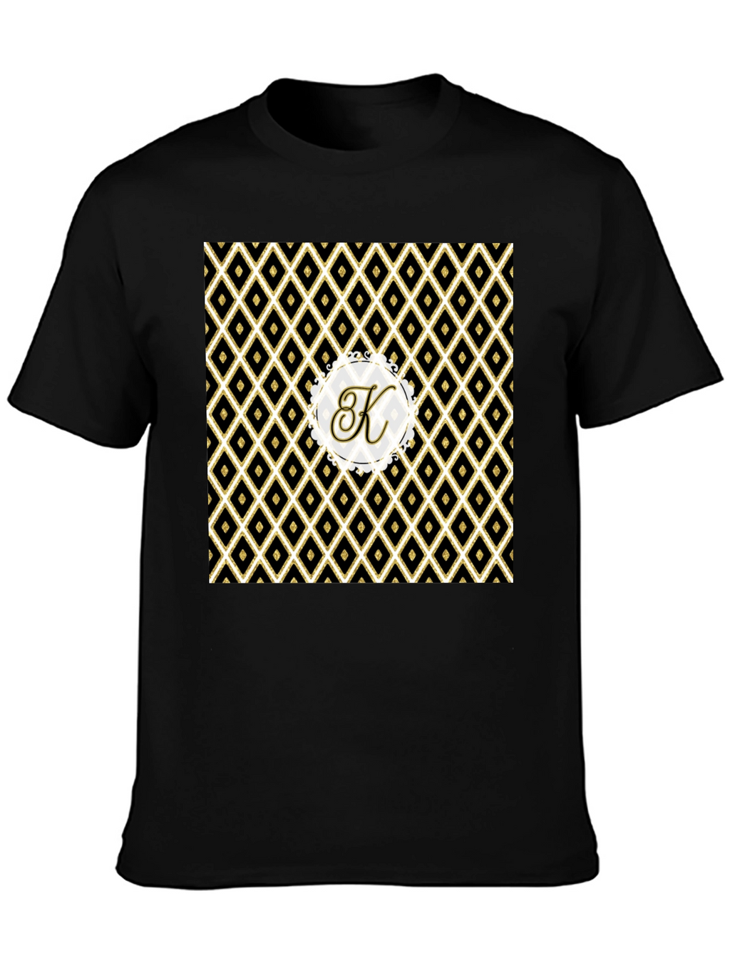 Stylish Black Tee with Geometric K Monogram