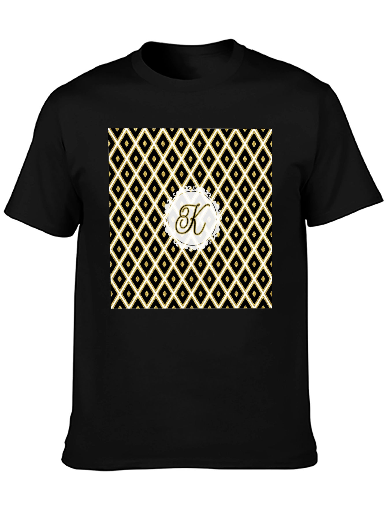 Stylish Black Tee with Geometric K Monogram