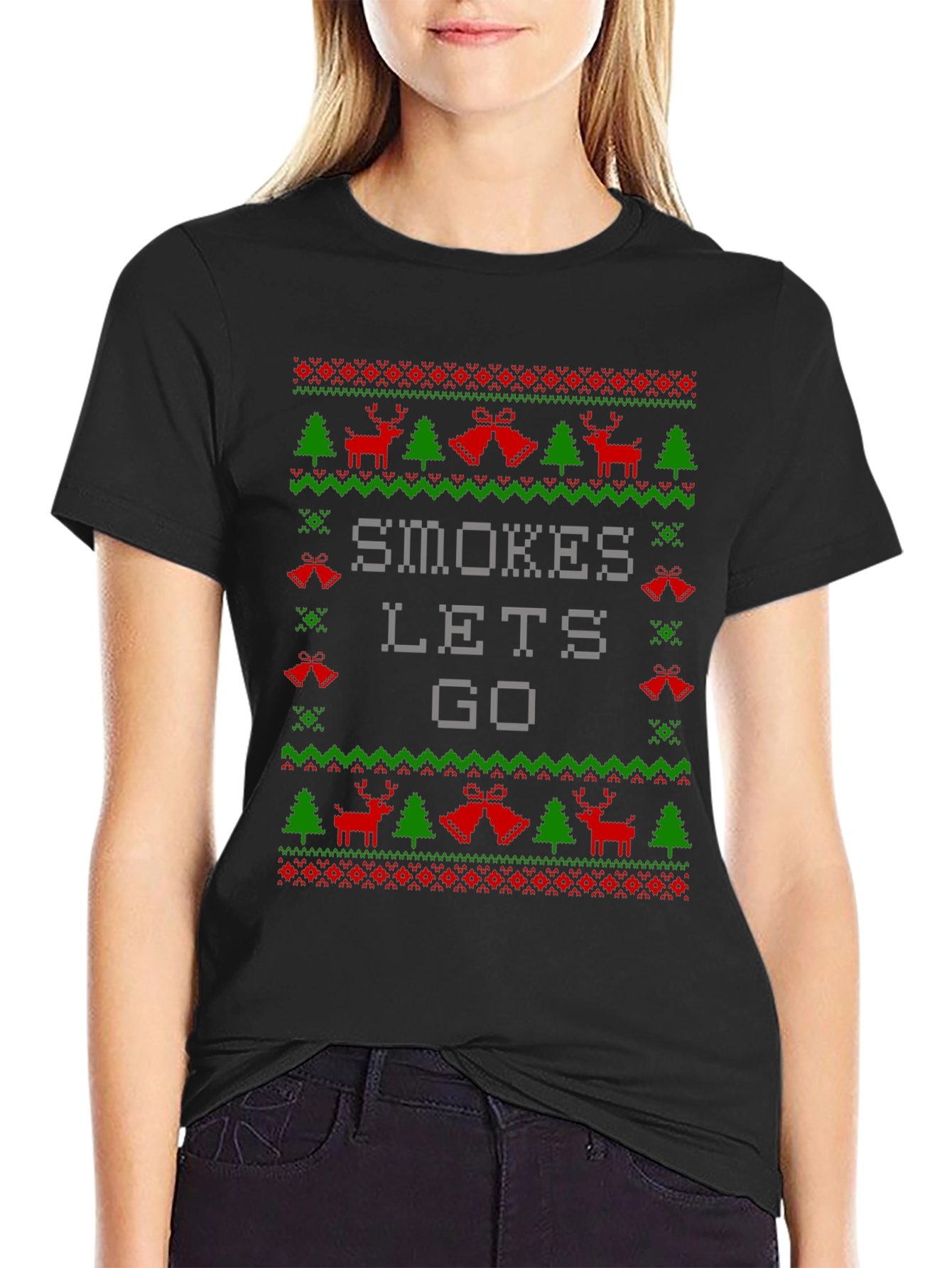 Smokes Lets Go Ugly Christmas Sweater T-Shirt