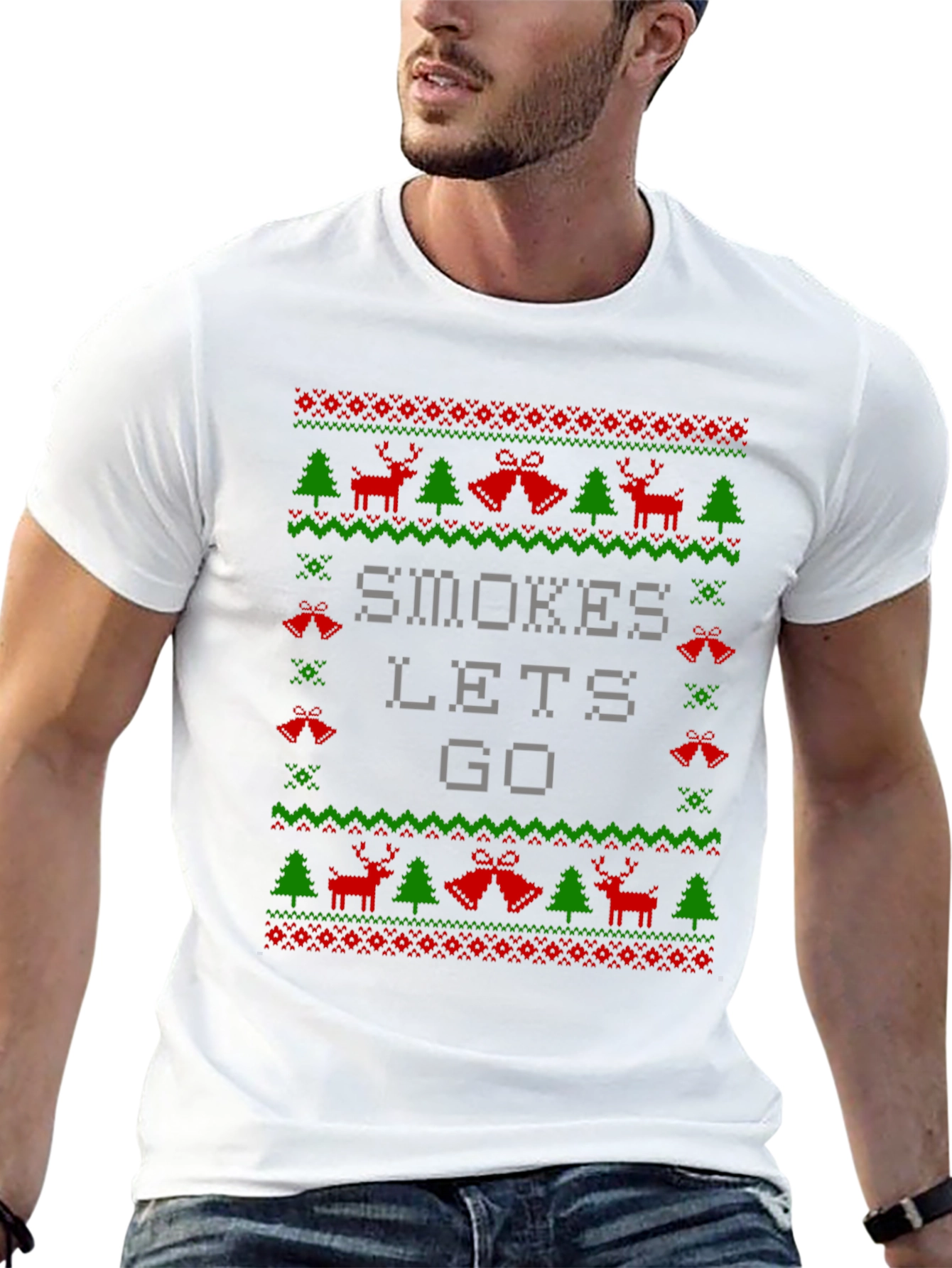 Smokes Lets Go Ugly Christmas Sweater T-Shirt