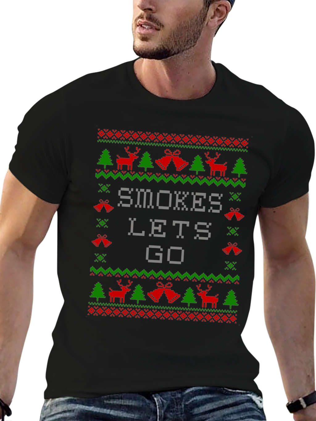 Smokes Lets Go Ugly Christmas Sweater T-Shirt