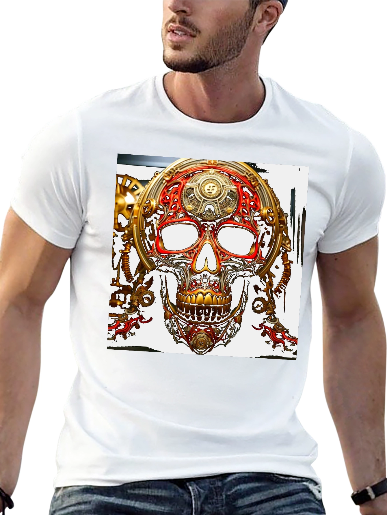 Steampunk Skull Graphic Tee - Unique Metal Design