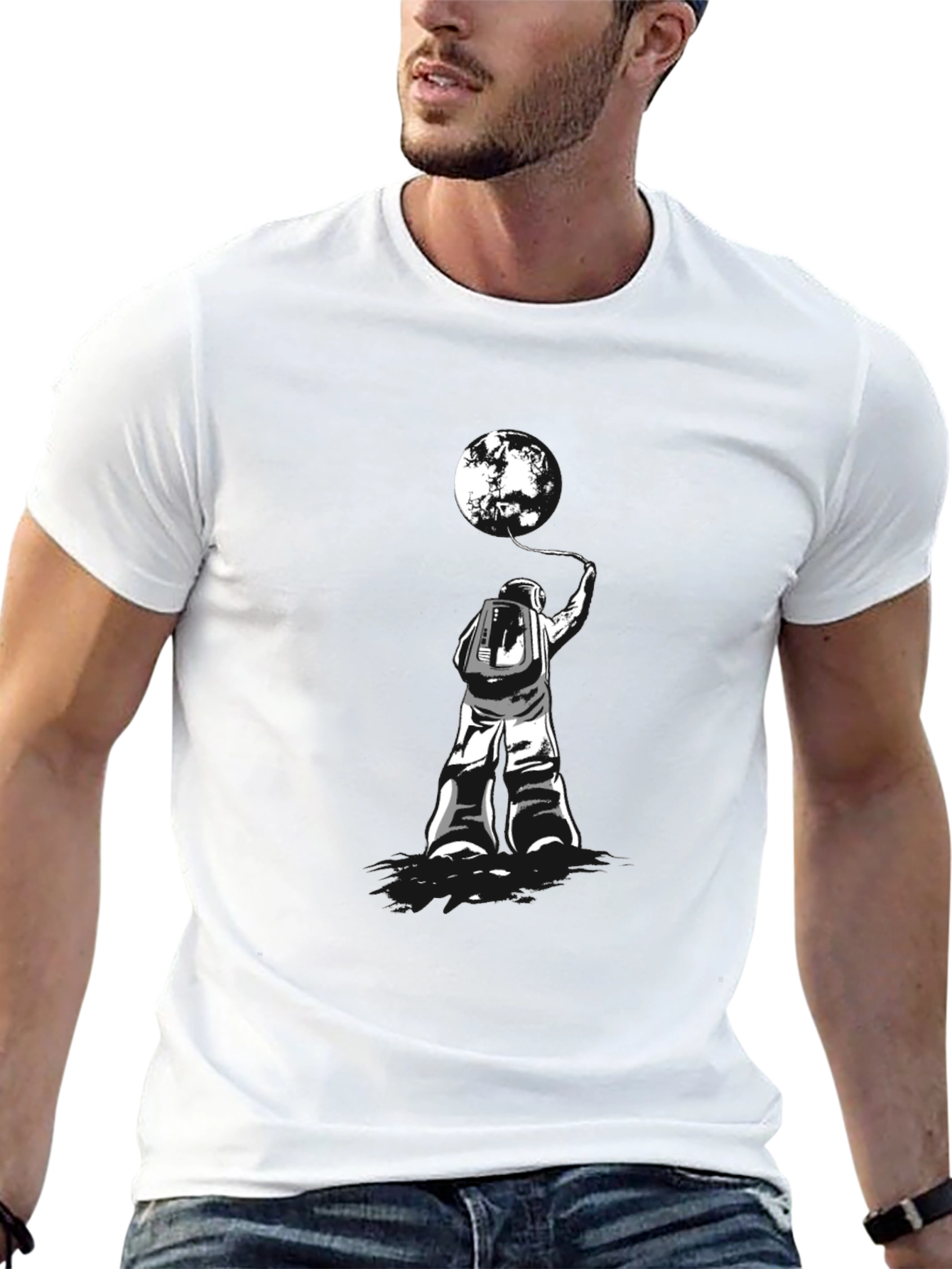 Astronaut & Moon T-Shirt - Stylish Graphic Tee