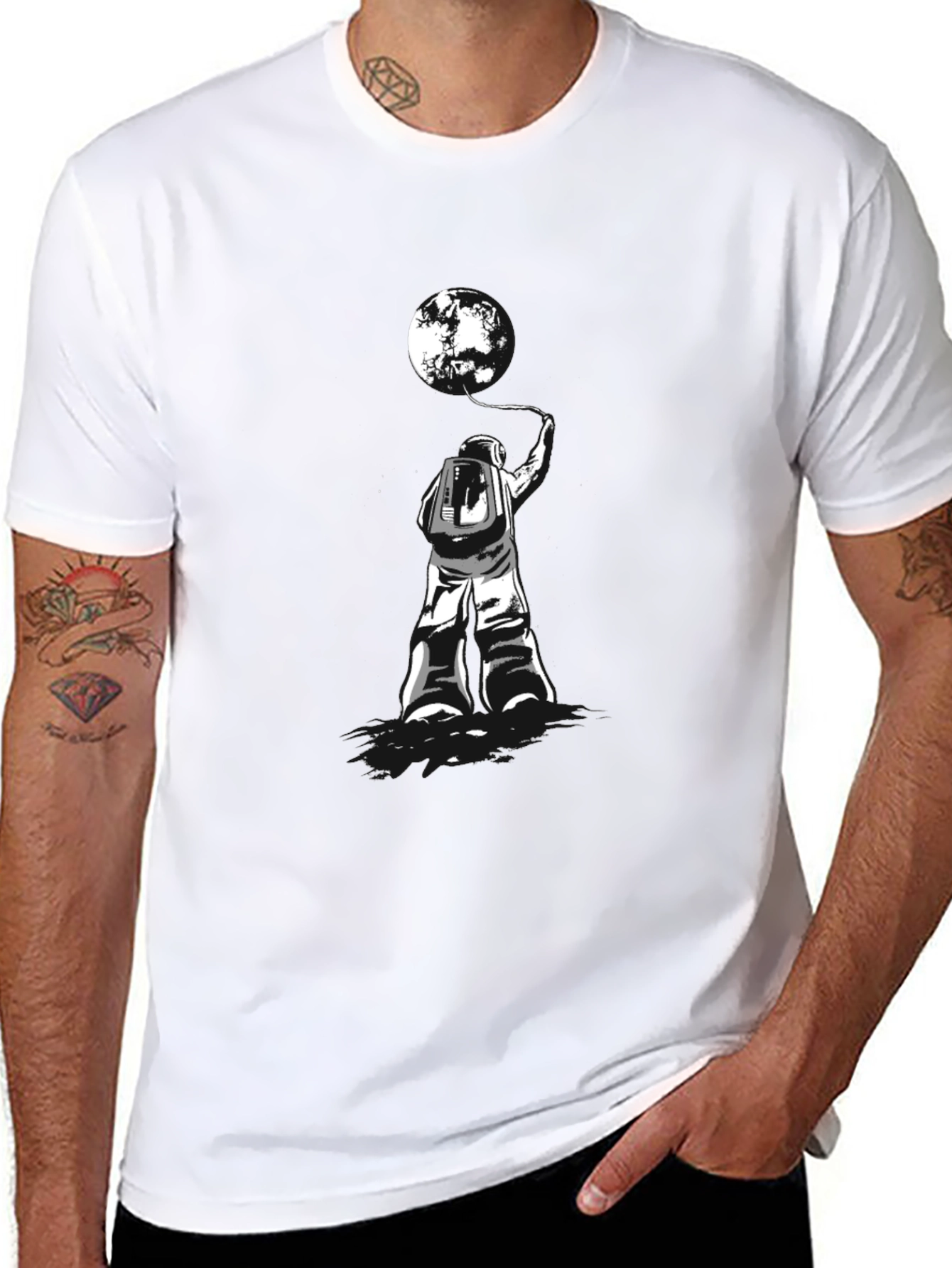 Astronaut & Moon T-Shirt - Stylish Graphic Tee