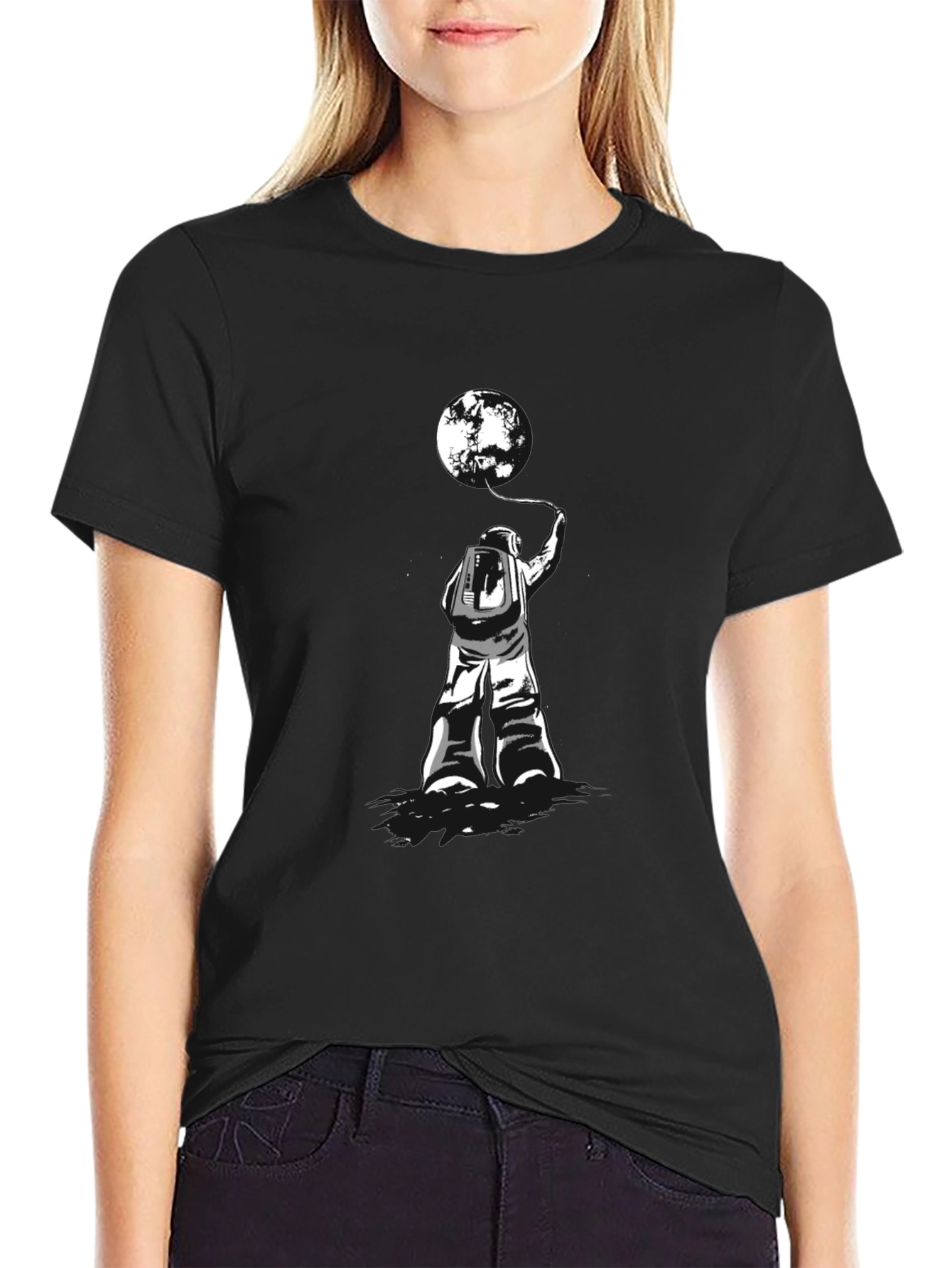 Astronaut & Moon T-Shirt - Stylish Graphic Tee
