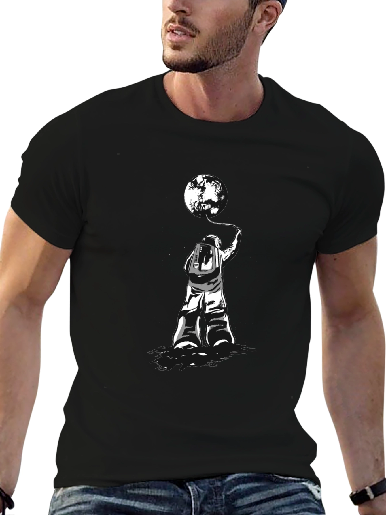 Astronaut & Moon T-Shirt - Stylish Graphic Tee