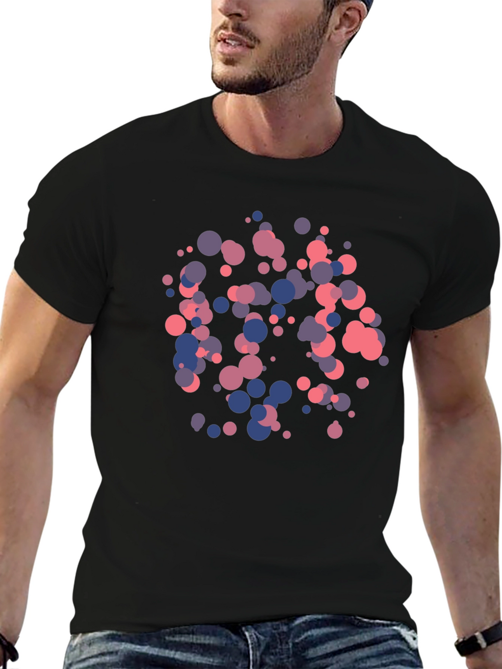 Abstract Dot Pattern Black T-Shirt