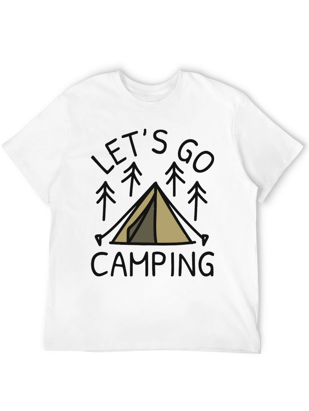 Lets Go Camping T-Shirt Black Cotton Tent Design