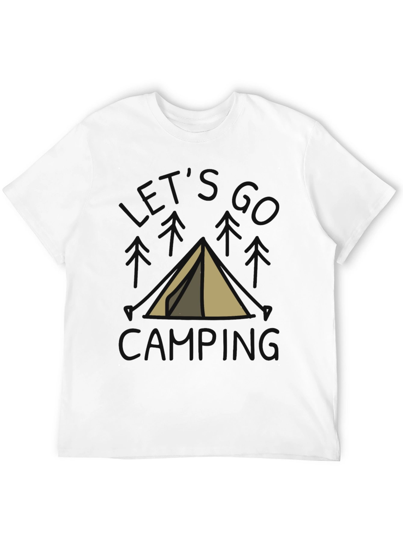 Lets Go Camping T-Shirt Black Cotton Tent Design