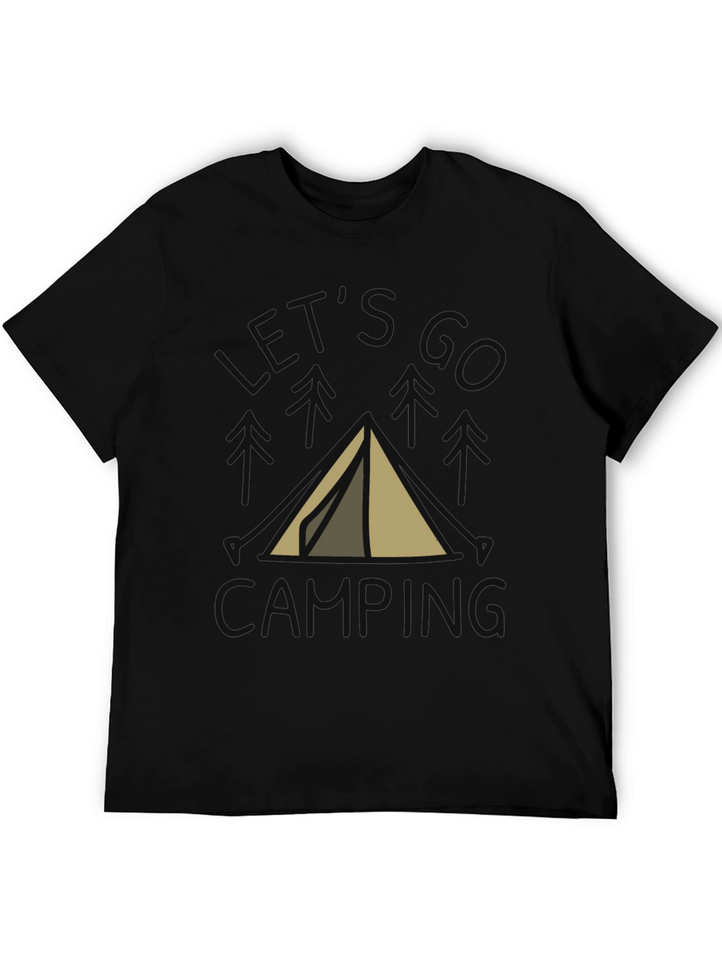 Lets Go Camping T-Shirt Black Cotton Tent Design