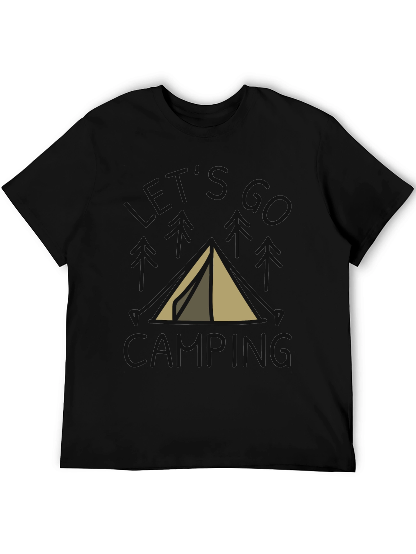 Lets Go Camping T-Shirt Black Cotton Tent Design