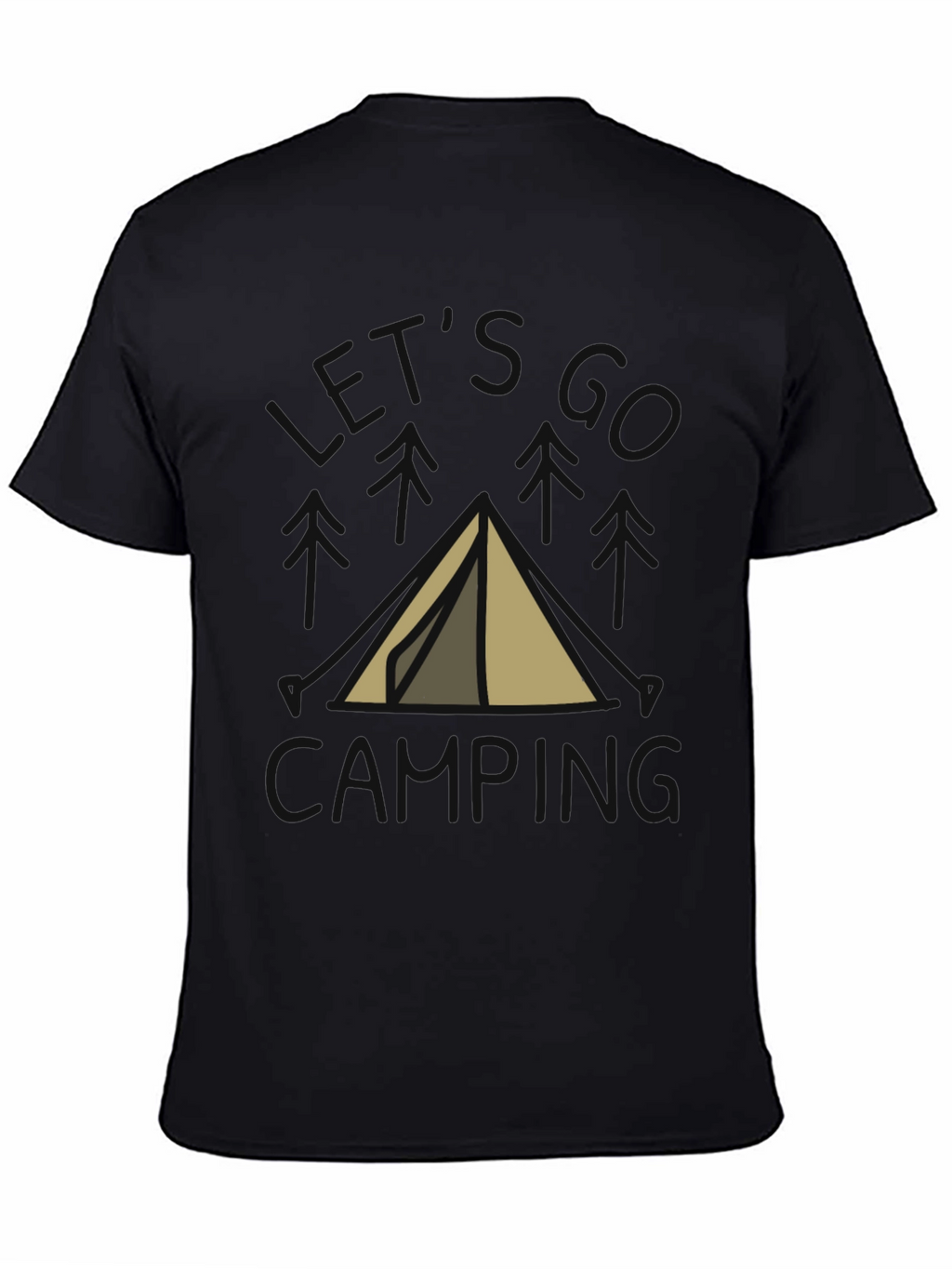 Lets Go Camping T-Shirt Black Cotton Tent Design