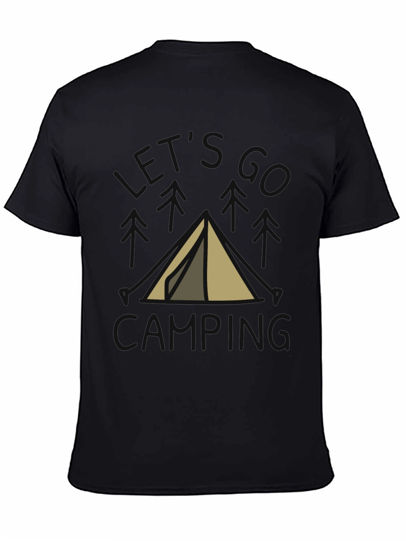 Lets Go Camping T-Shirt Black Cotton Tent Design