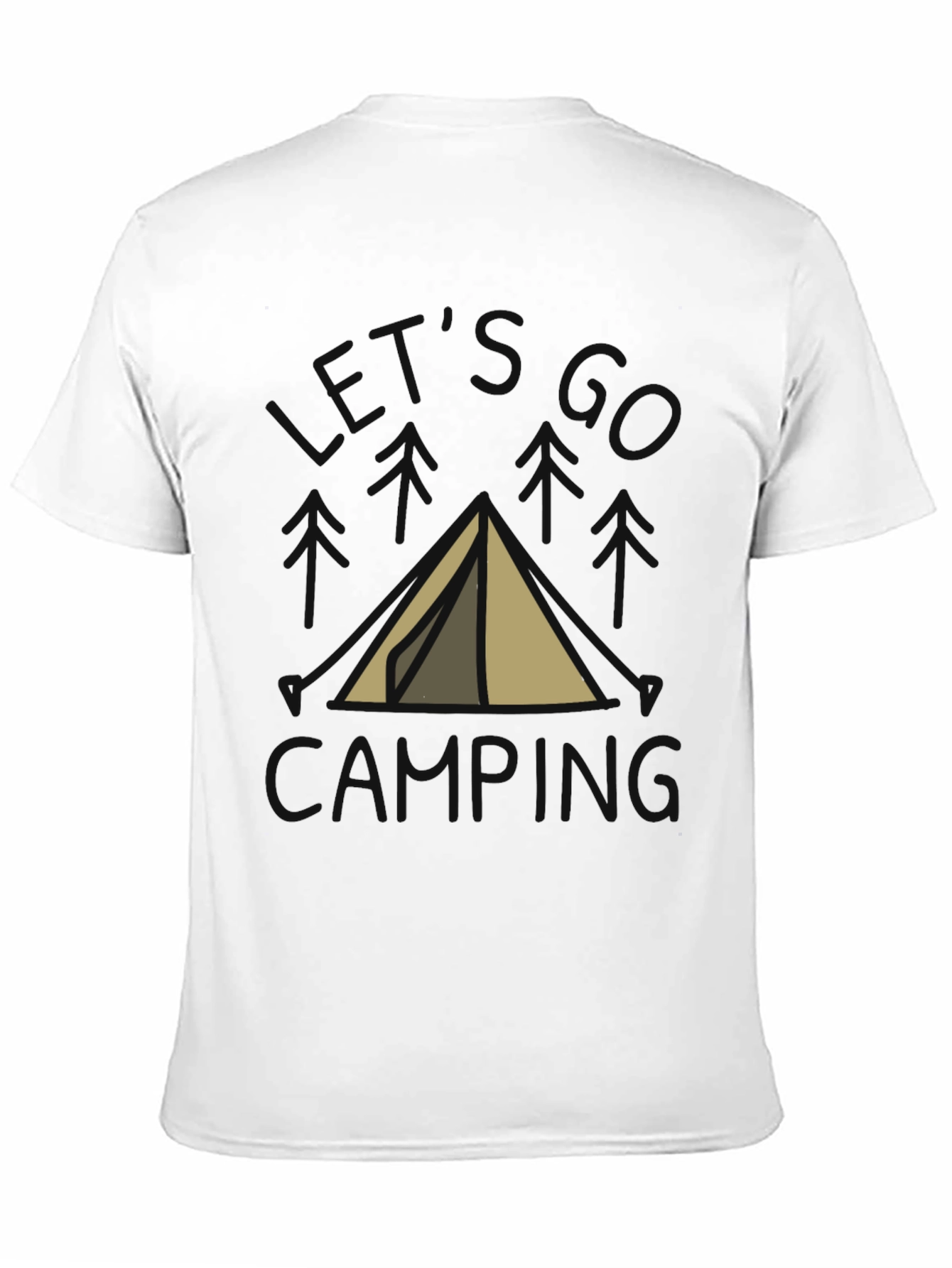 Lets Go Camping T-Shirt Black Cotton Tent Design