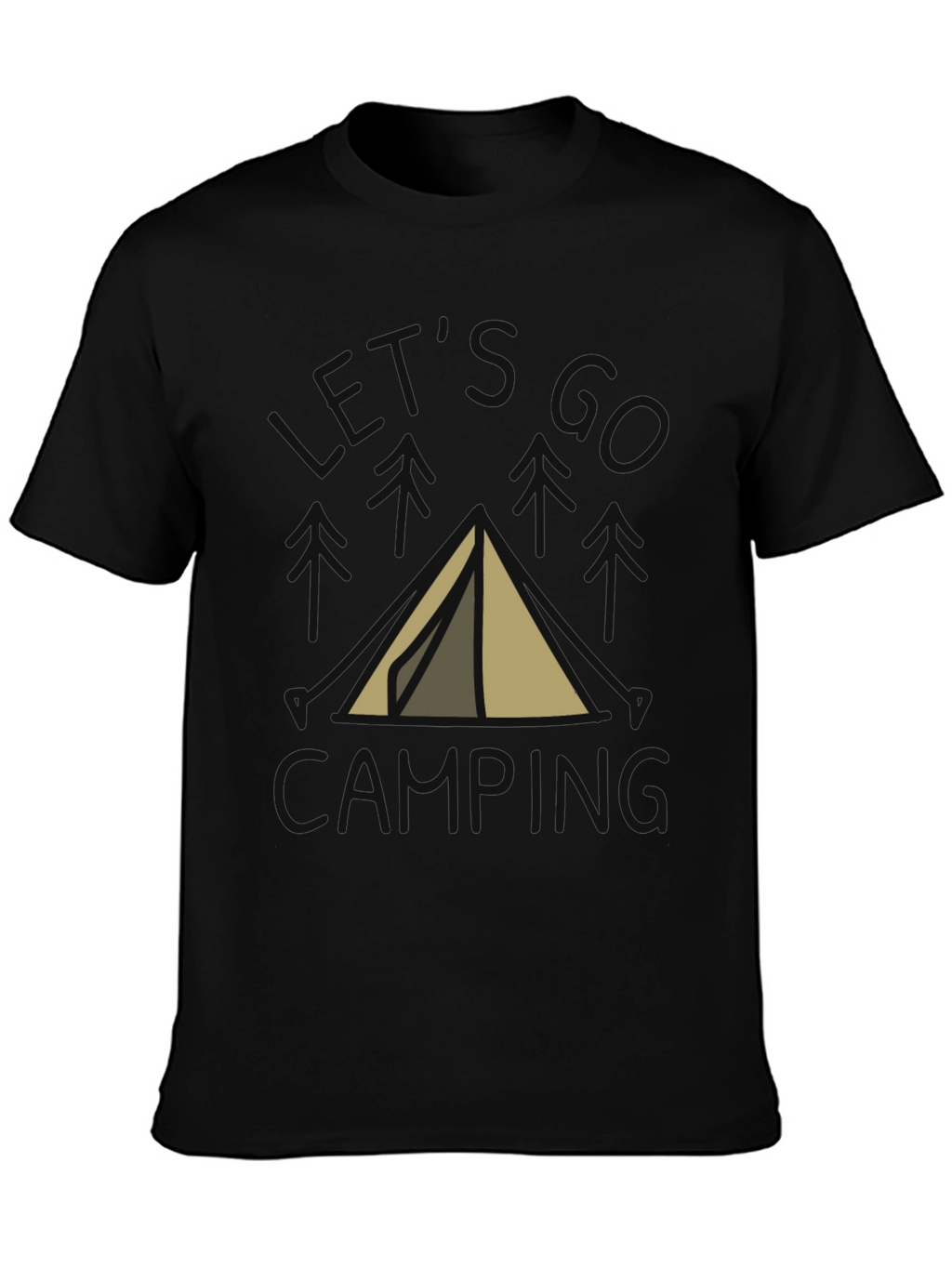 Lets Go Camping T-Shirt Black Cotton Tent Design