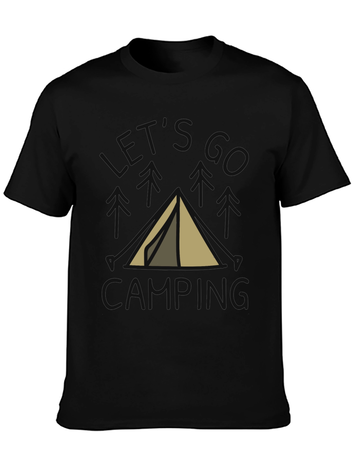 Lets Go Camping T-Shirt Black Cotton Tent Design