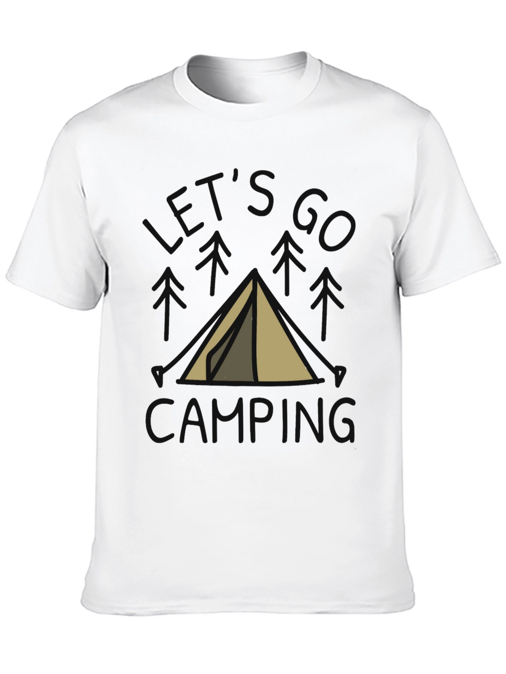 Lets Go Camping T-Shirt Black Cotton Tent Design