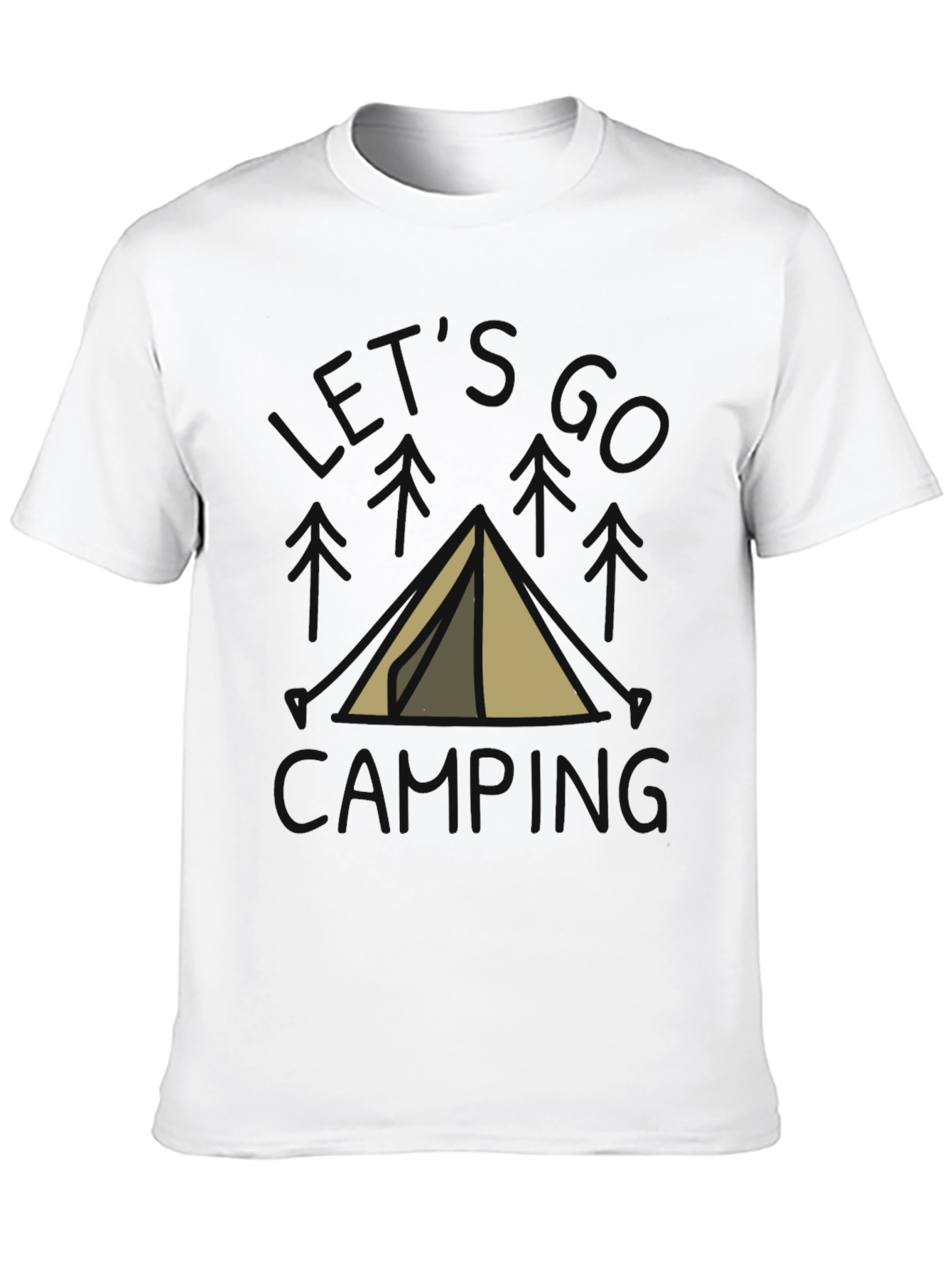 Lets Go Camping T-Shirt Black Cotton Tent Design