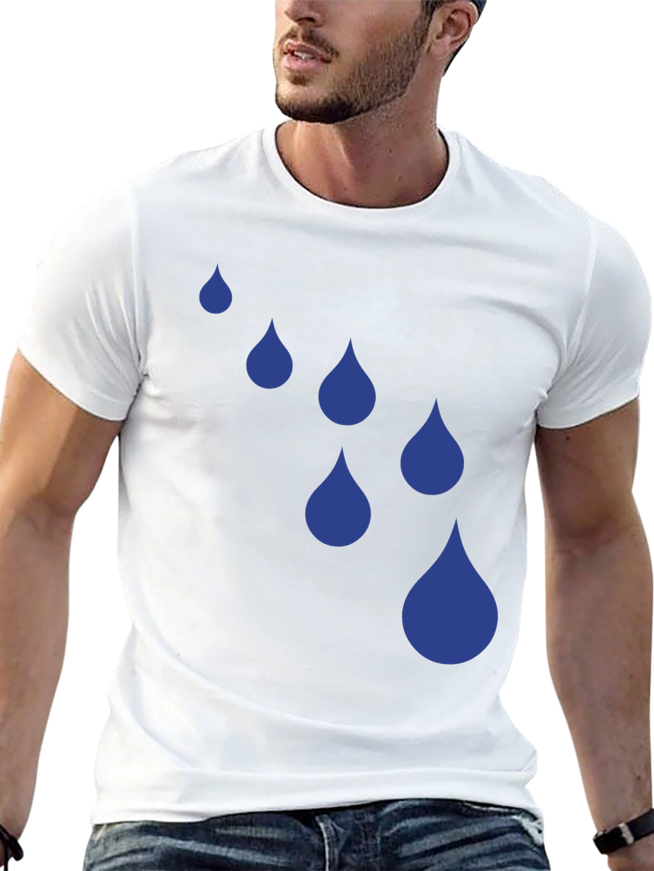 Raindrop Graphic Tee - Black Cotton Blend T-Shirt