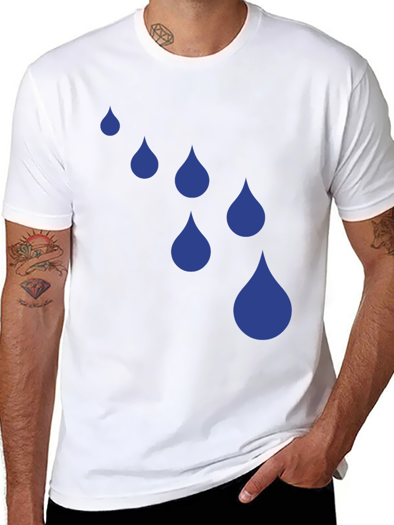 Raindrop Graphic Tee - Black Cotton Blend T-Shirt