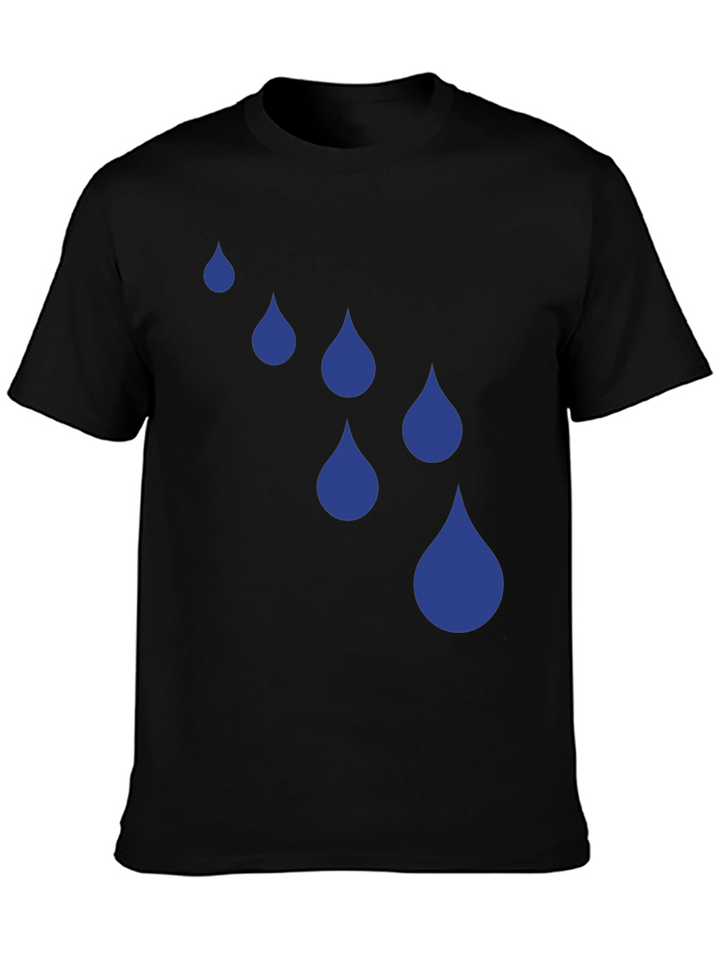 Raindrop Graphic Tee - Black Cotton Blend T-Shirt