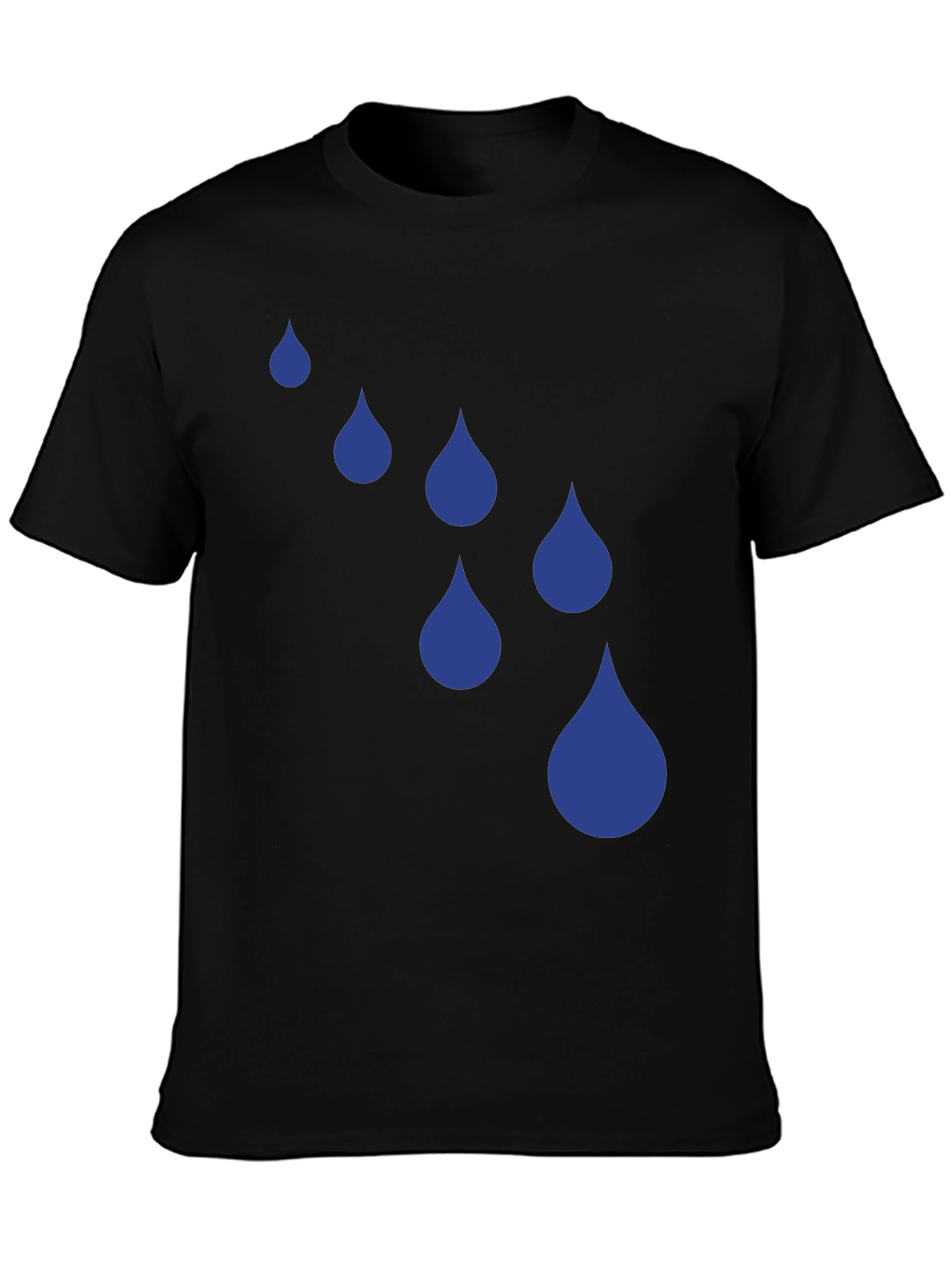 Raindrop Graphic Tee - Black Cotton Blend T-Shirt