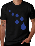Raindrop Graphic Tee - Black Cotton Blend T-Shirt