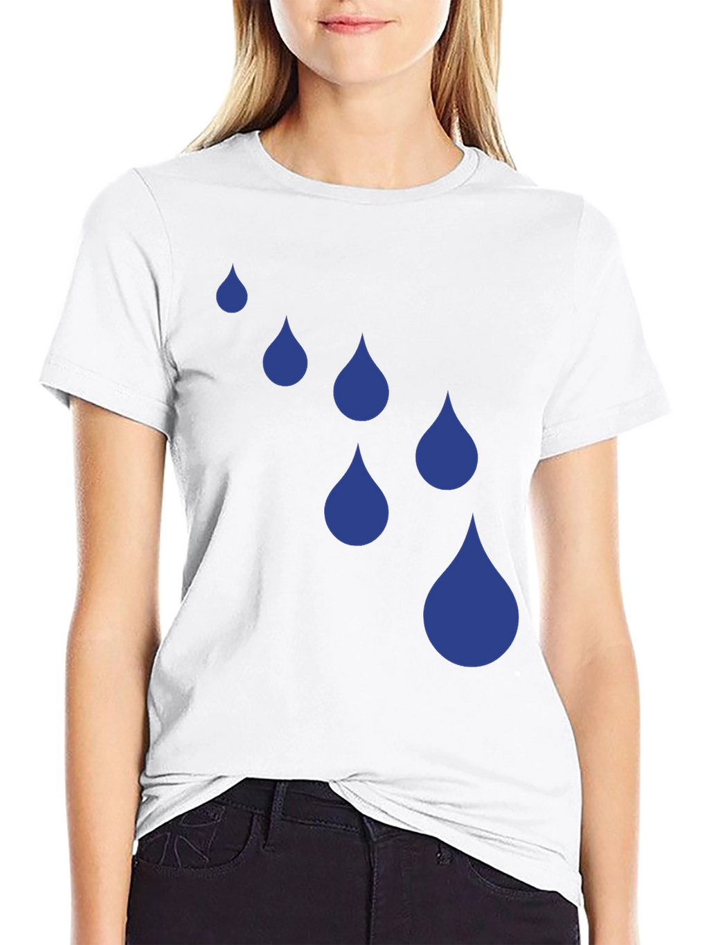 Raindrop Graphic Tee - Black Cotton Blend T-Shirt