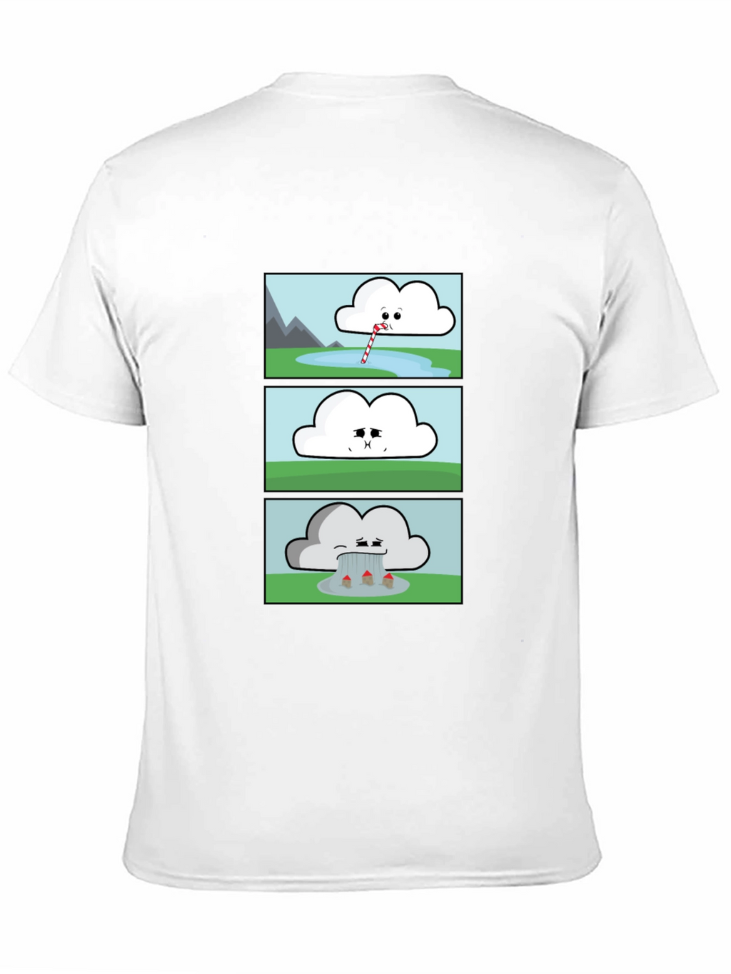 Funny Cloud Comic Black T-Shirt