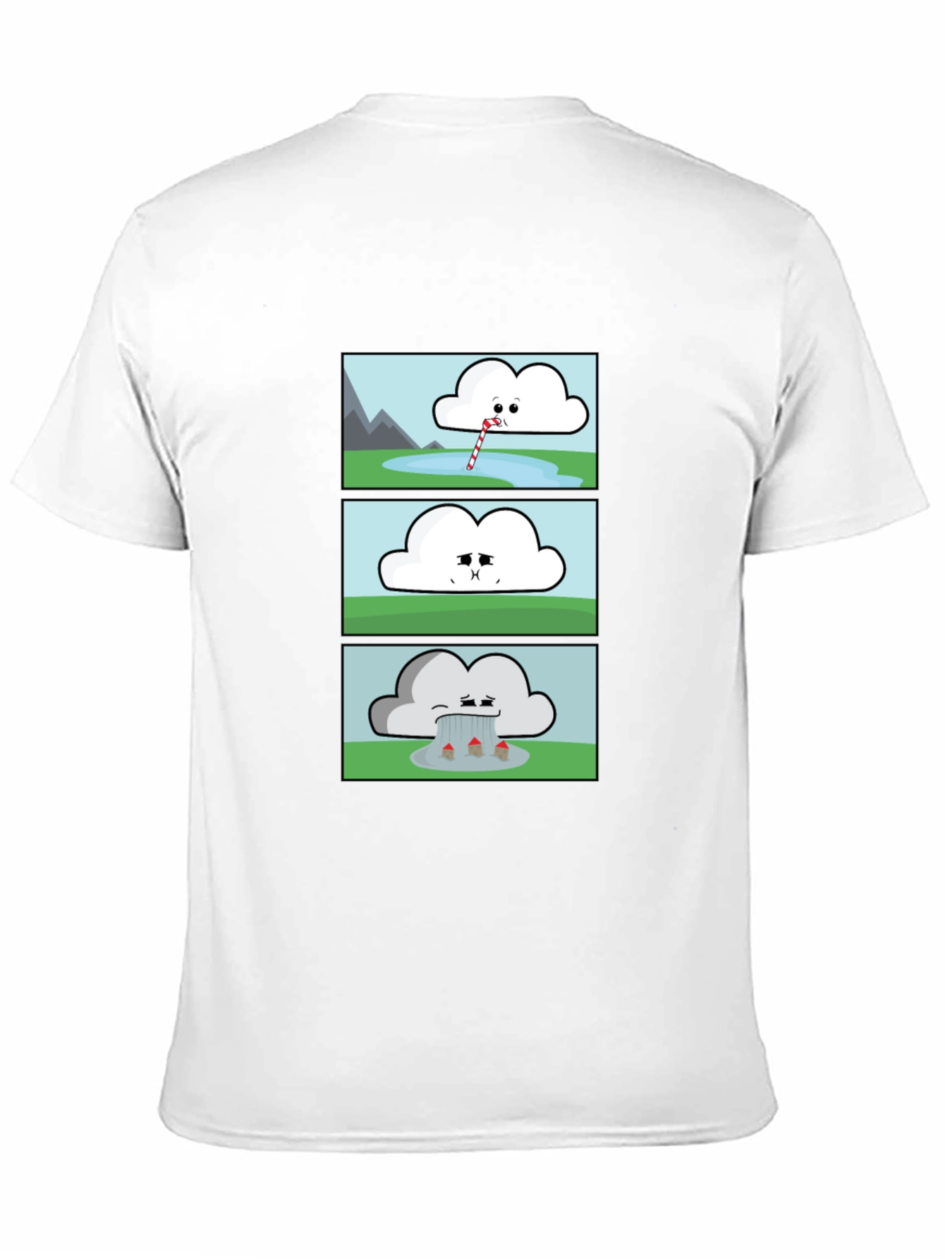 Funny Cloud Comic Black T-Shirt