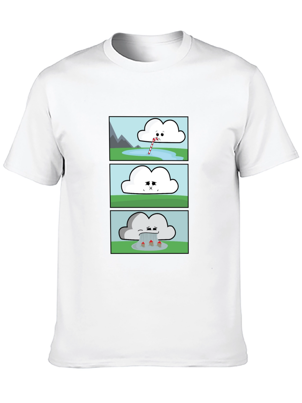 Funny Cloud Comic Black T-Shirt