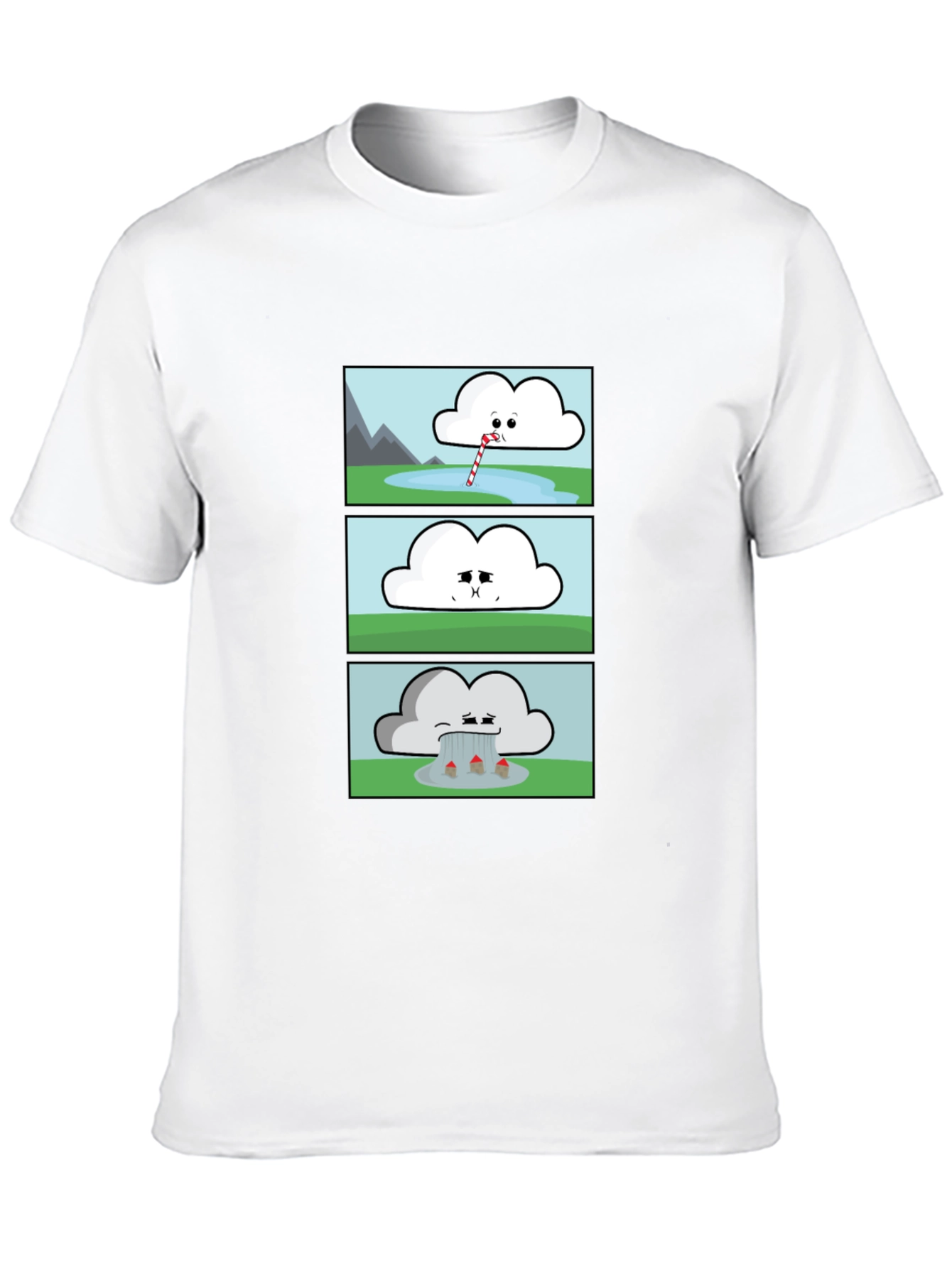 Funny Cloud Comic Black T-Shirt