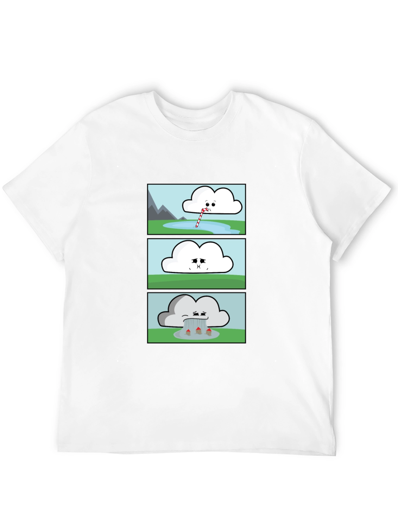 Funny Cloud Comic Black T-Shirt