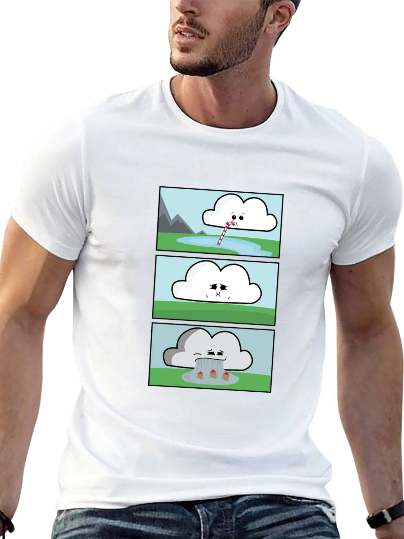 Funny Cloud Comic Black T-Shirt