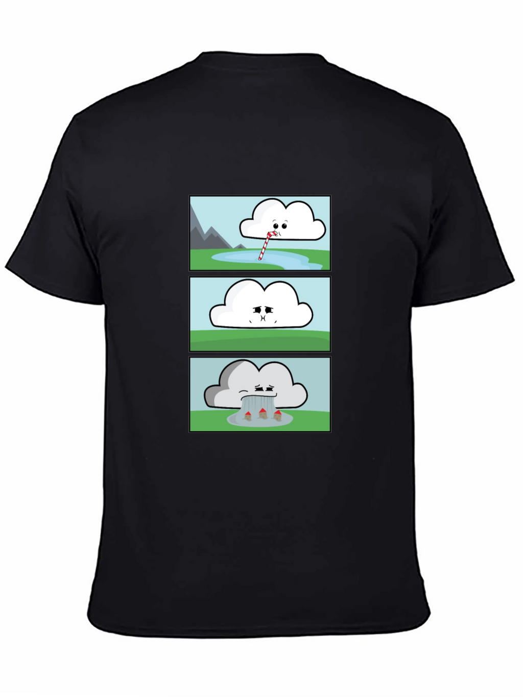 Funny Cloud Comic Black T-Shirt