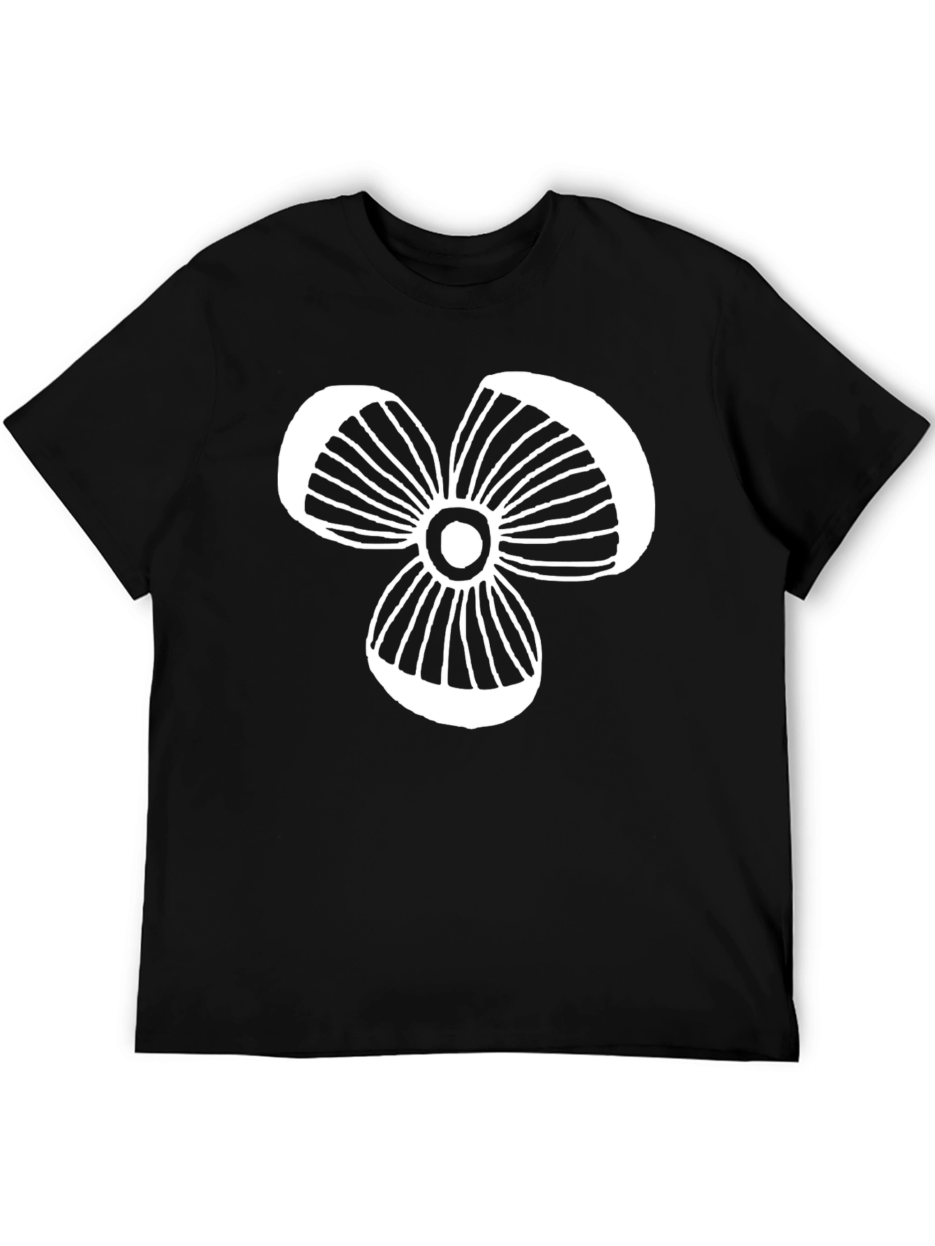 Modern Graphic Tee - Black T-Shirt with White Floral Design