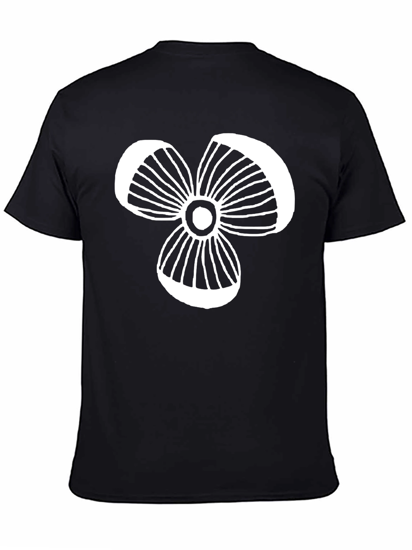 Modern Graphic Tee - Black T-Shirt with White Floral Design