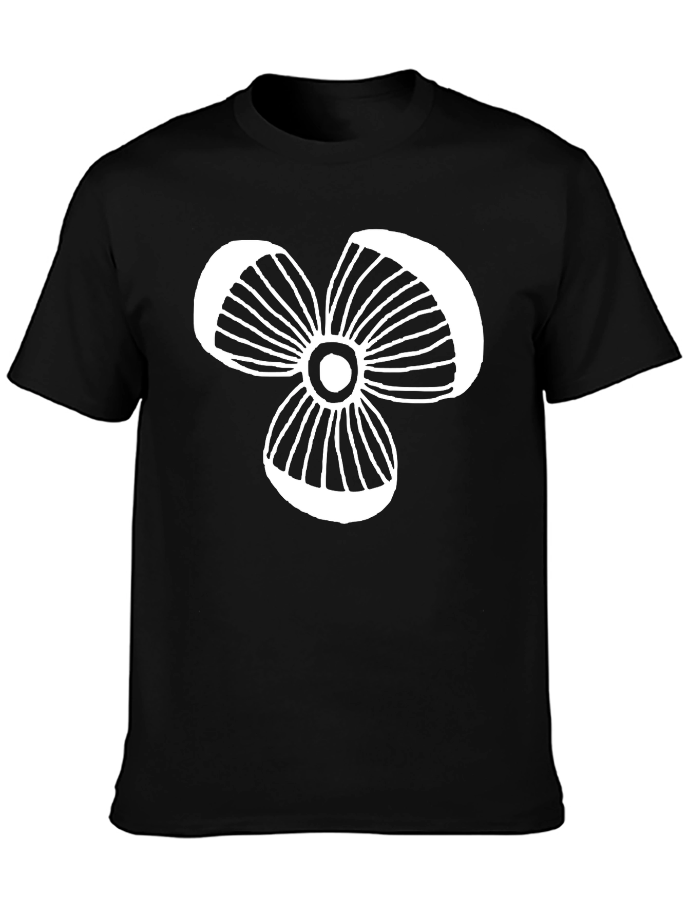 Modern Graphic Tee - Black T-Shirt with White Floral Design