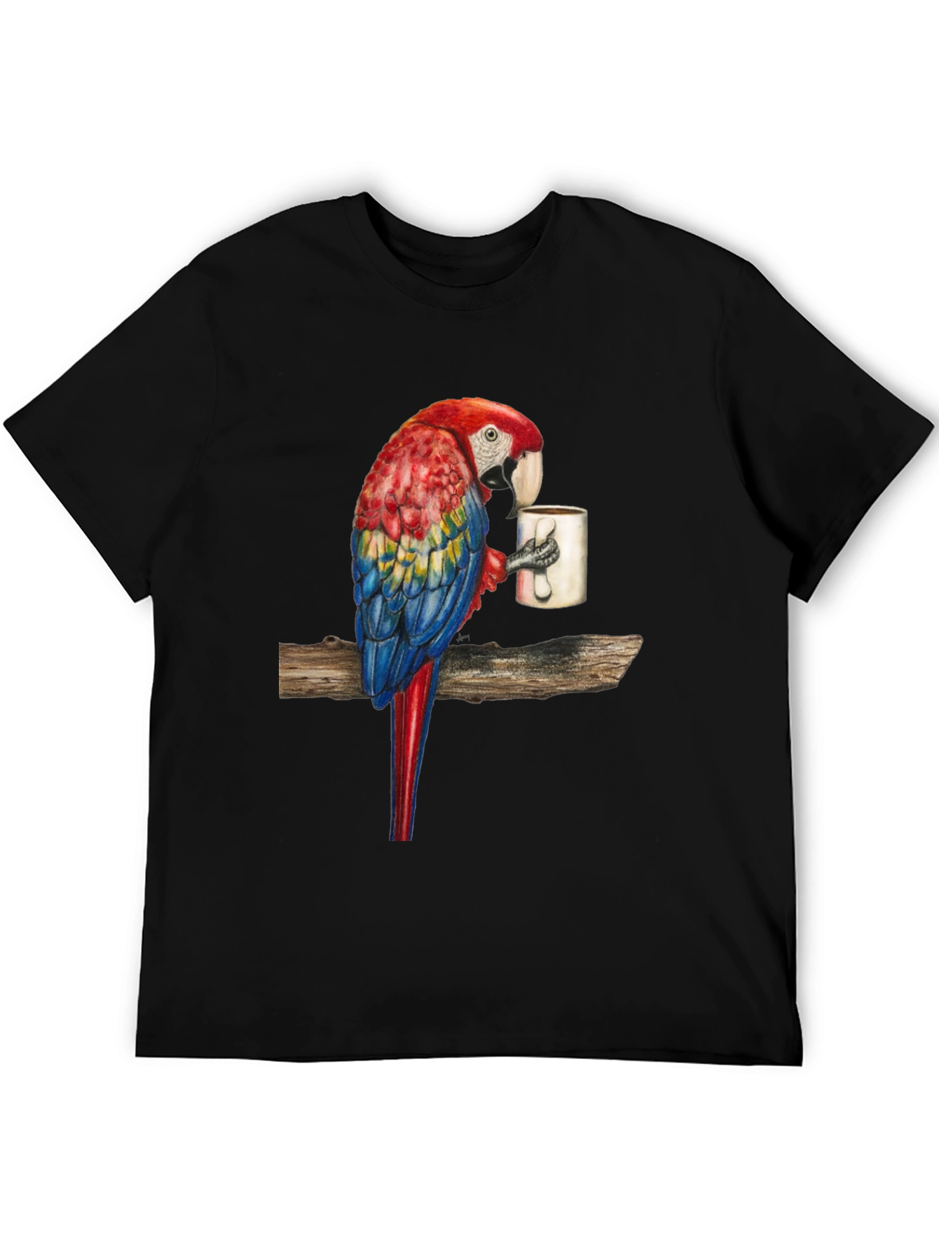 Parrot Sipping Coffee T-Shirt