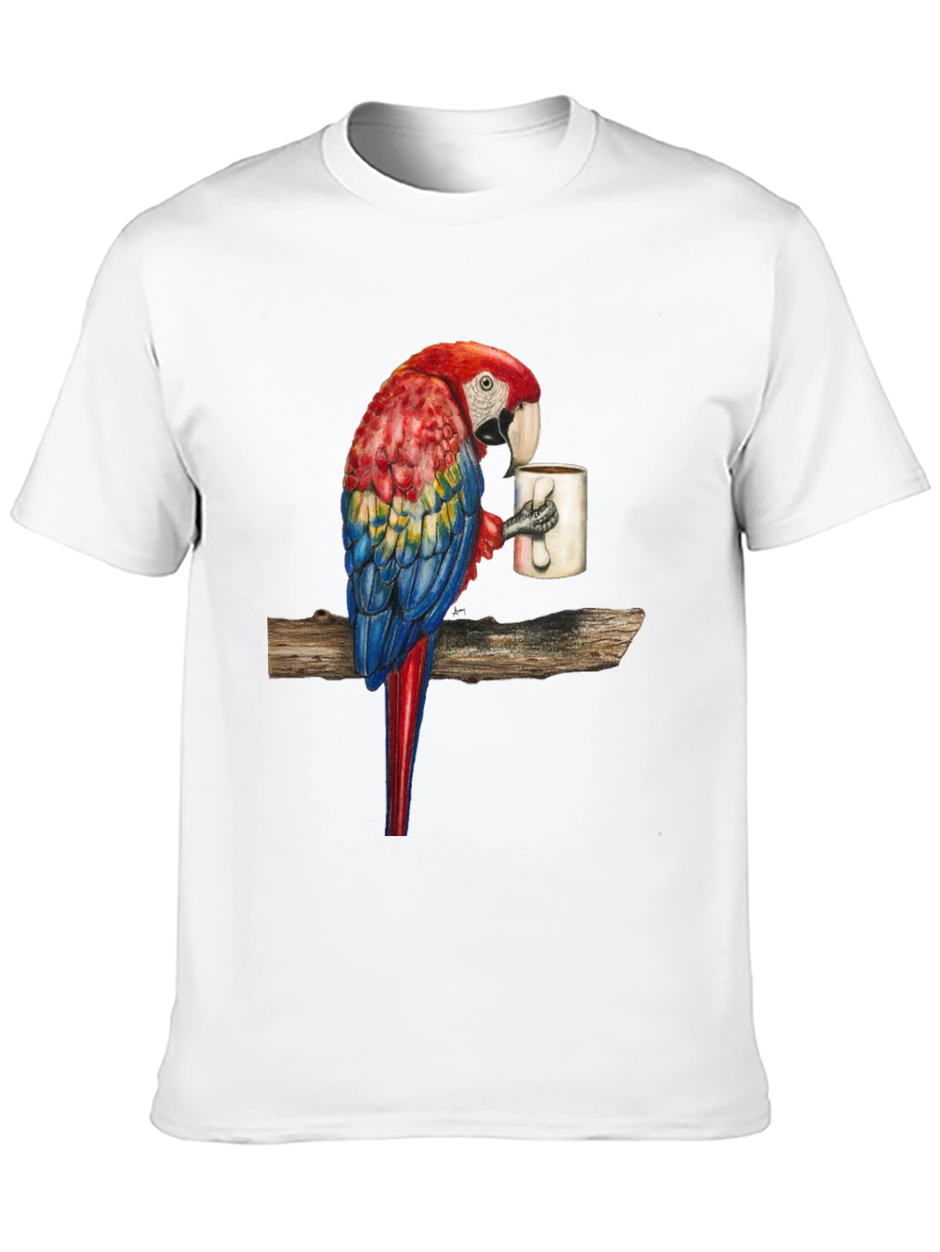 Parrot Sipping Coffee T-Shirt