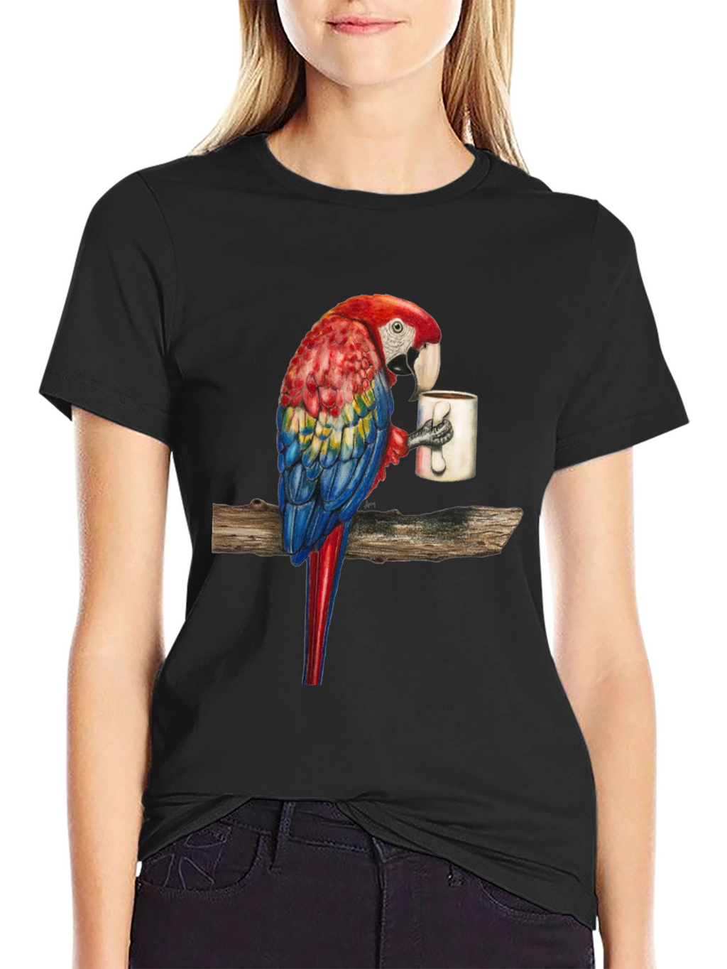 Parrot Sipping Coffee T-Shirt