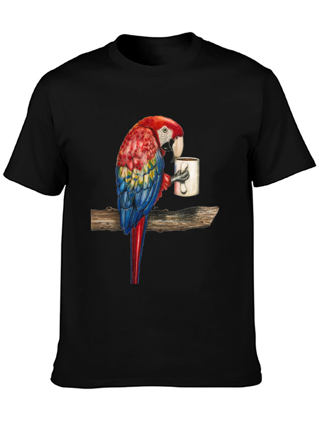 Parrot Sipping Coffee T-Shirt