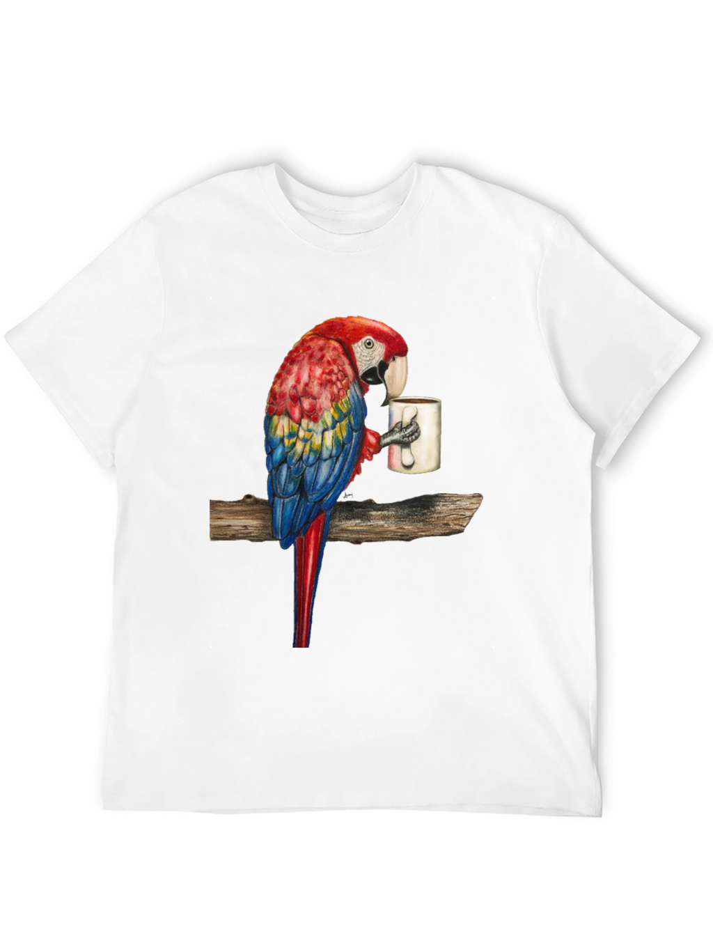 Parrot Sipping Coffee T-Shirt