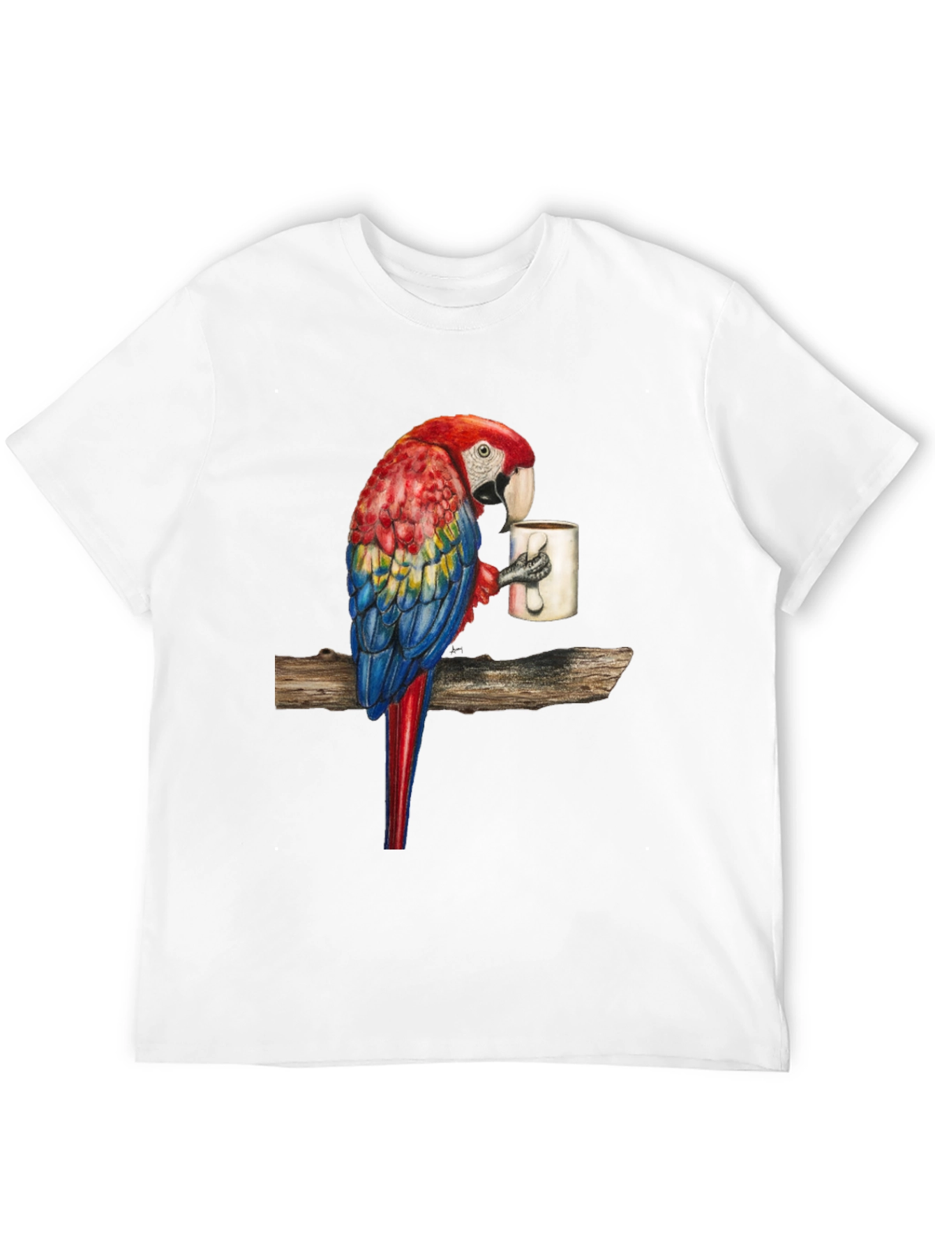 Parrot Sipping Coffee T-Shirt