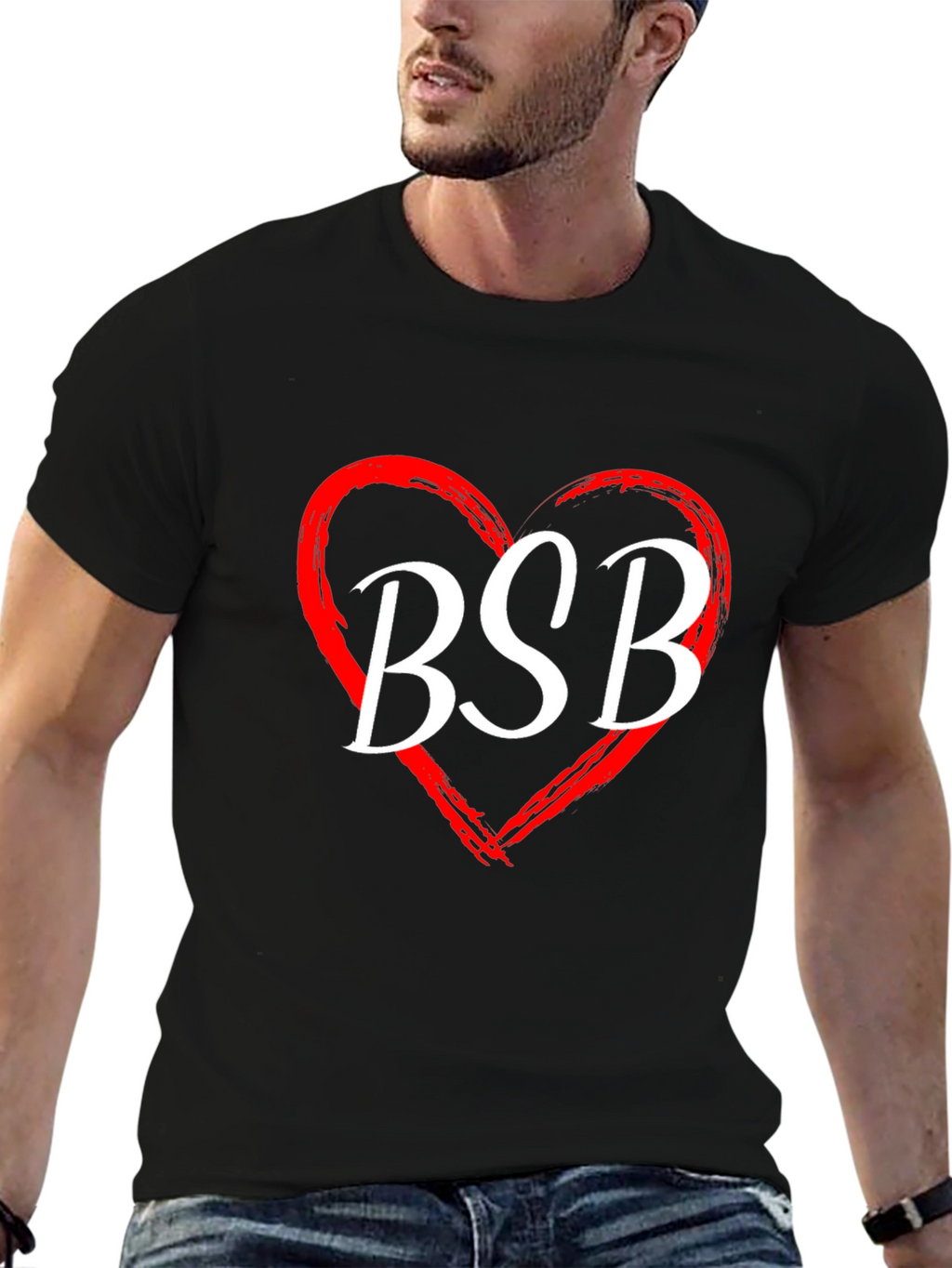 BSB Heart Graphic Tee - Black Cotton T-Shirt