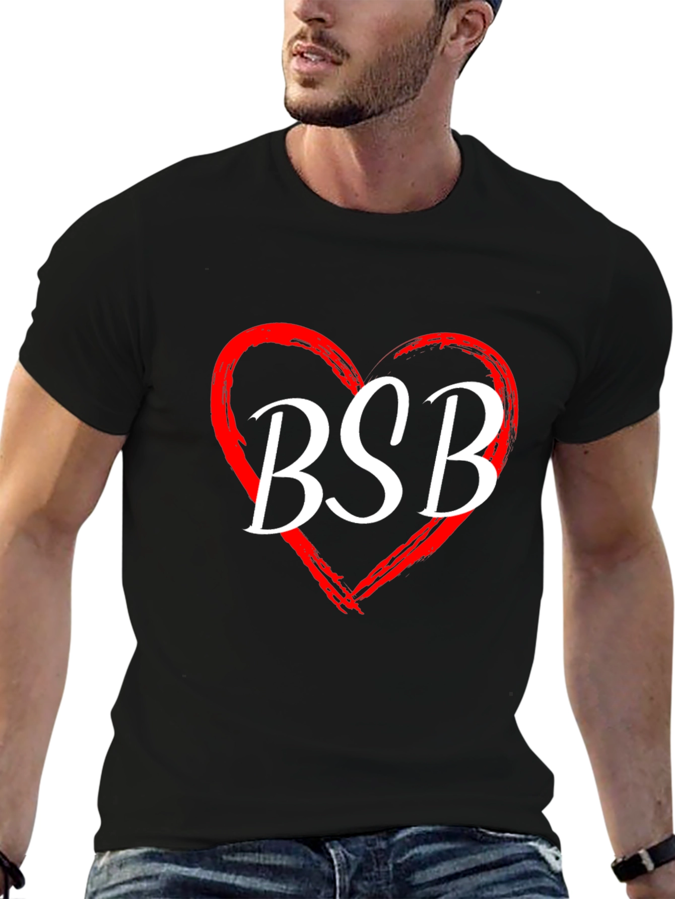 BSB Heart Graphic Tee - Black Cotton T-Shirt